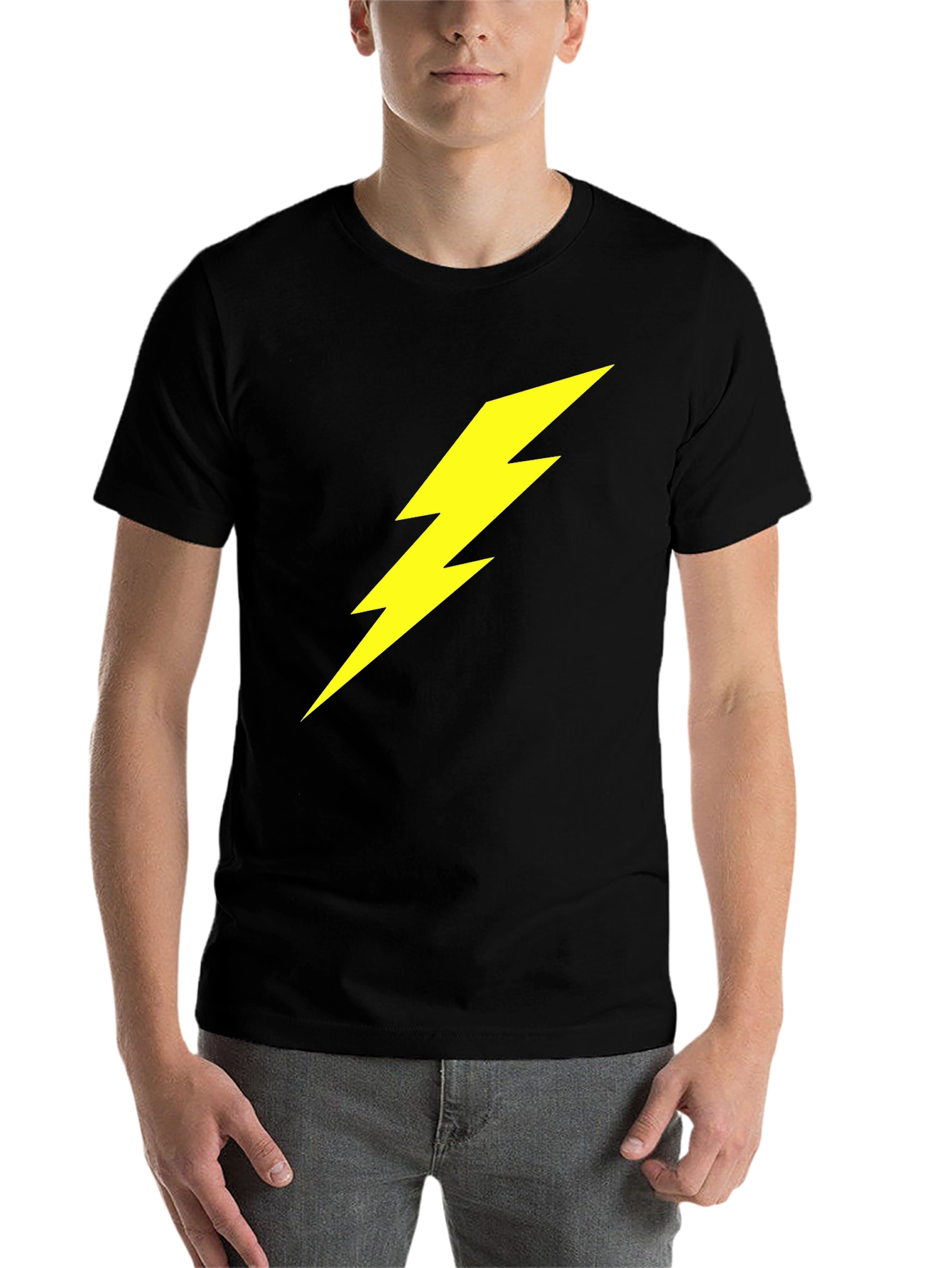 Black Lightning Bolt Graphic Tee - Bold Black T-Shirt view 7