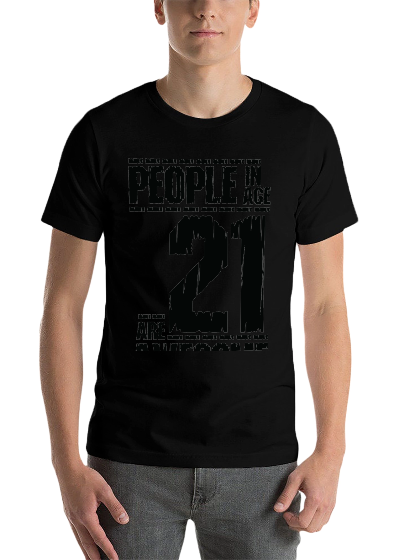 Black 21st Birthday T-Shirt - People in Age Twenty One view 7