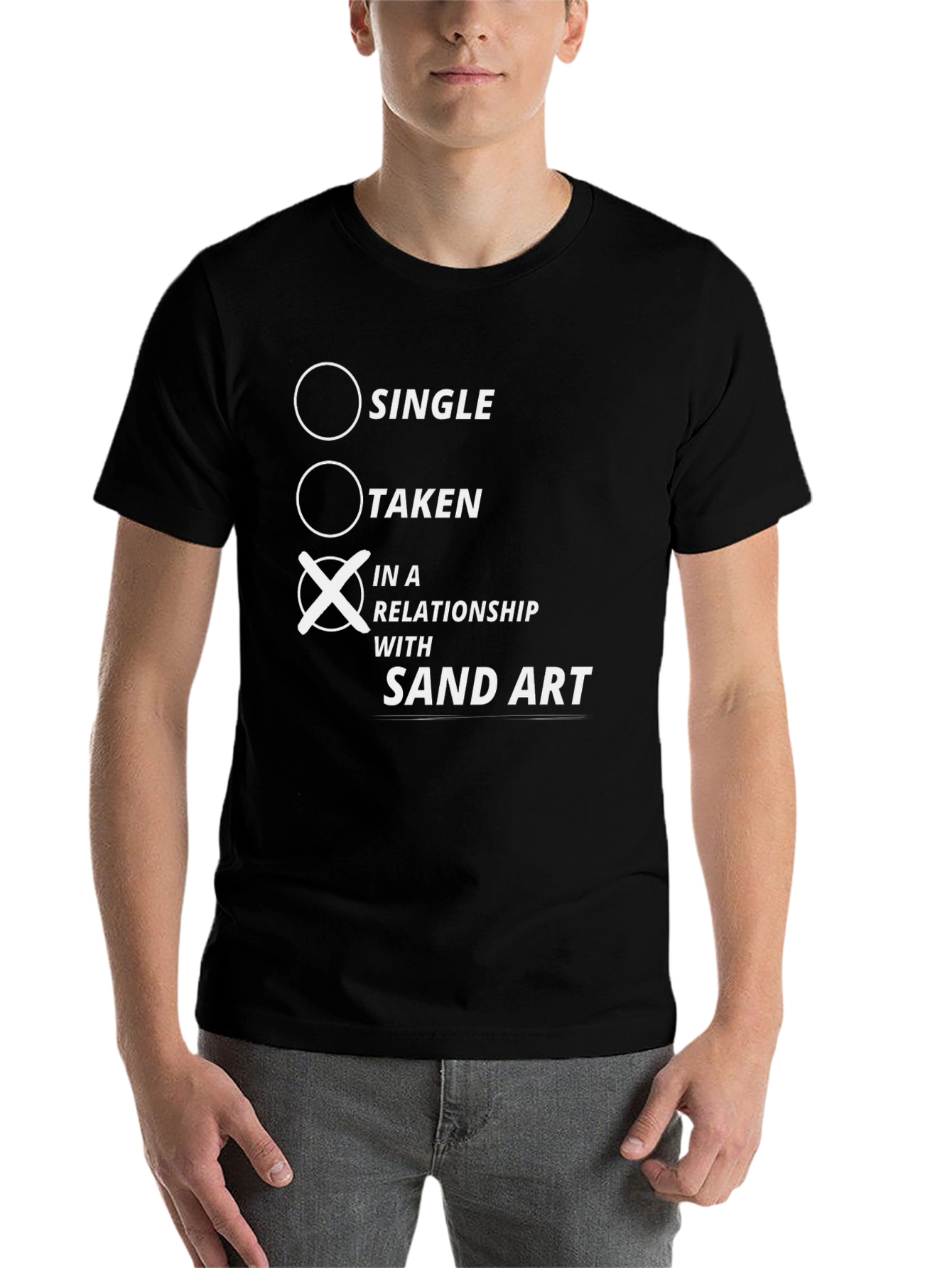 Black In A Relationship With Sand Art T-Shirt view 7