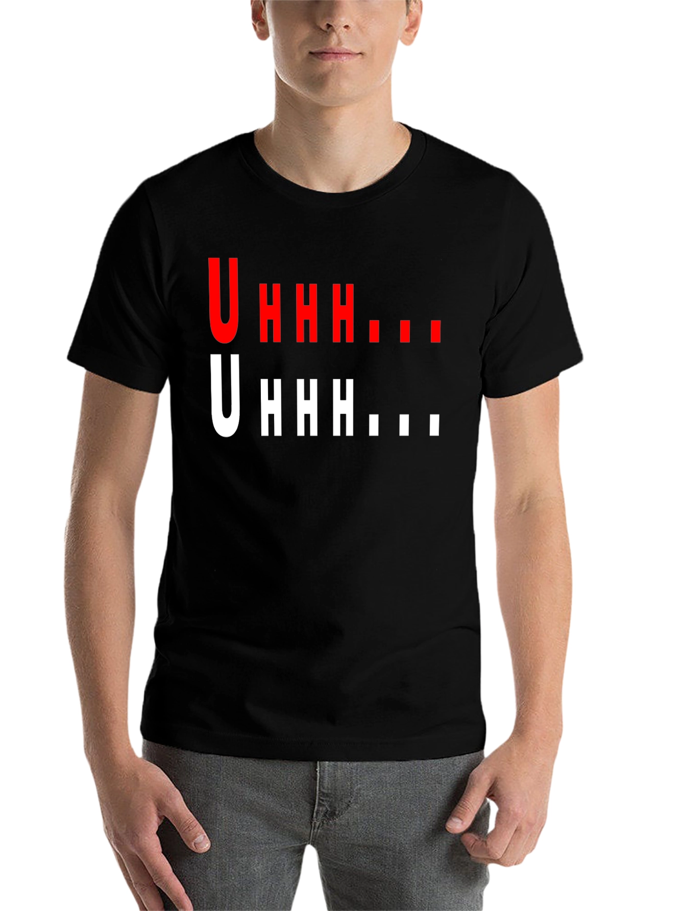 Black Uhhh Graphic T-Shirt - Funny Casual Tee view 7