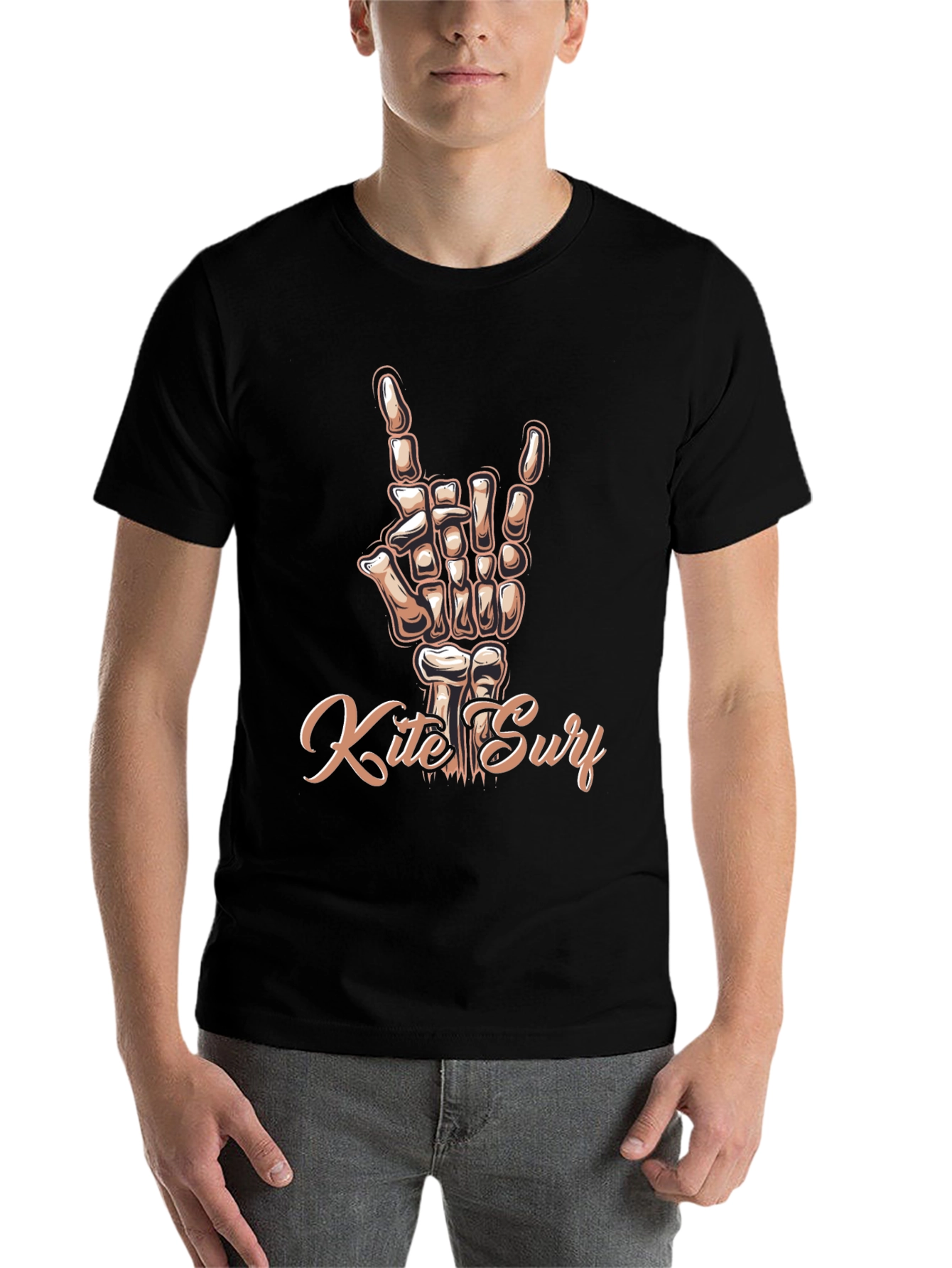 Black Kite Surf Skeleton Hand T-Shirt - Rock On! view 7