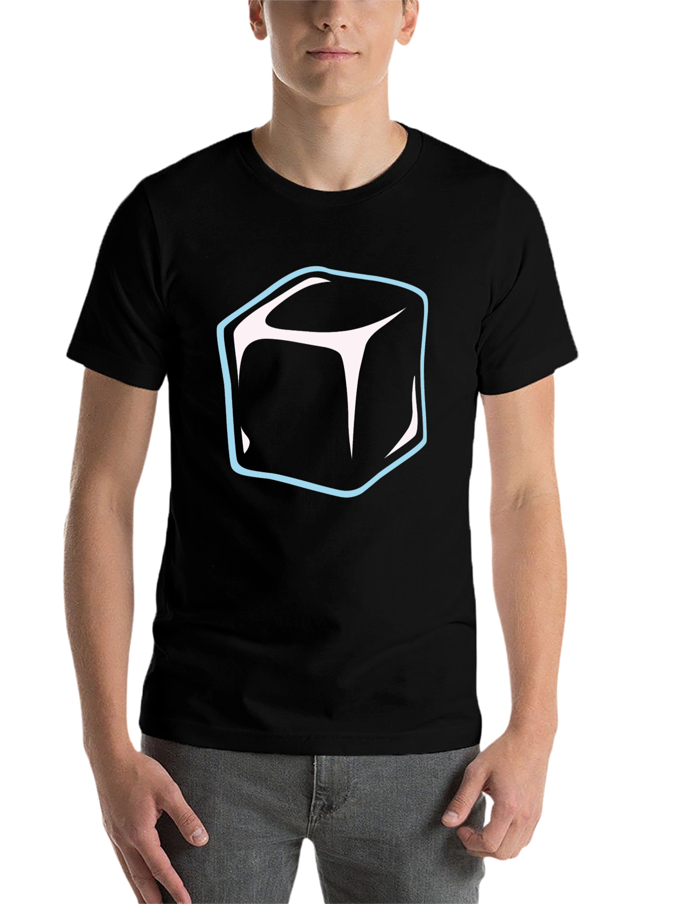 Black Cool Cube Graphic Tee - Modern Black T-Shirt view 7