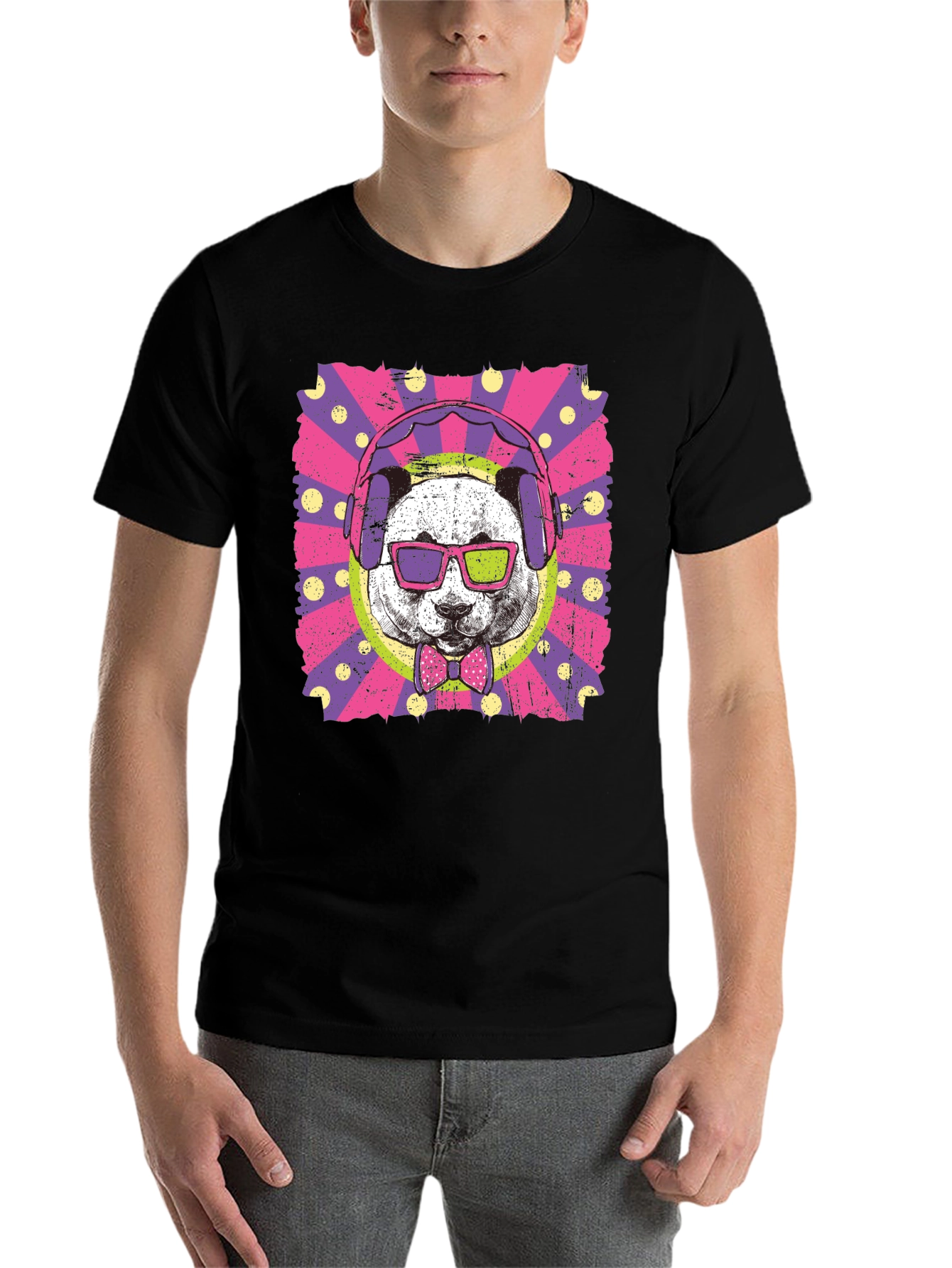 Black Cool Panda Graphic Tee view 7