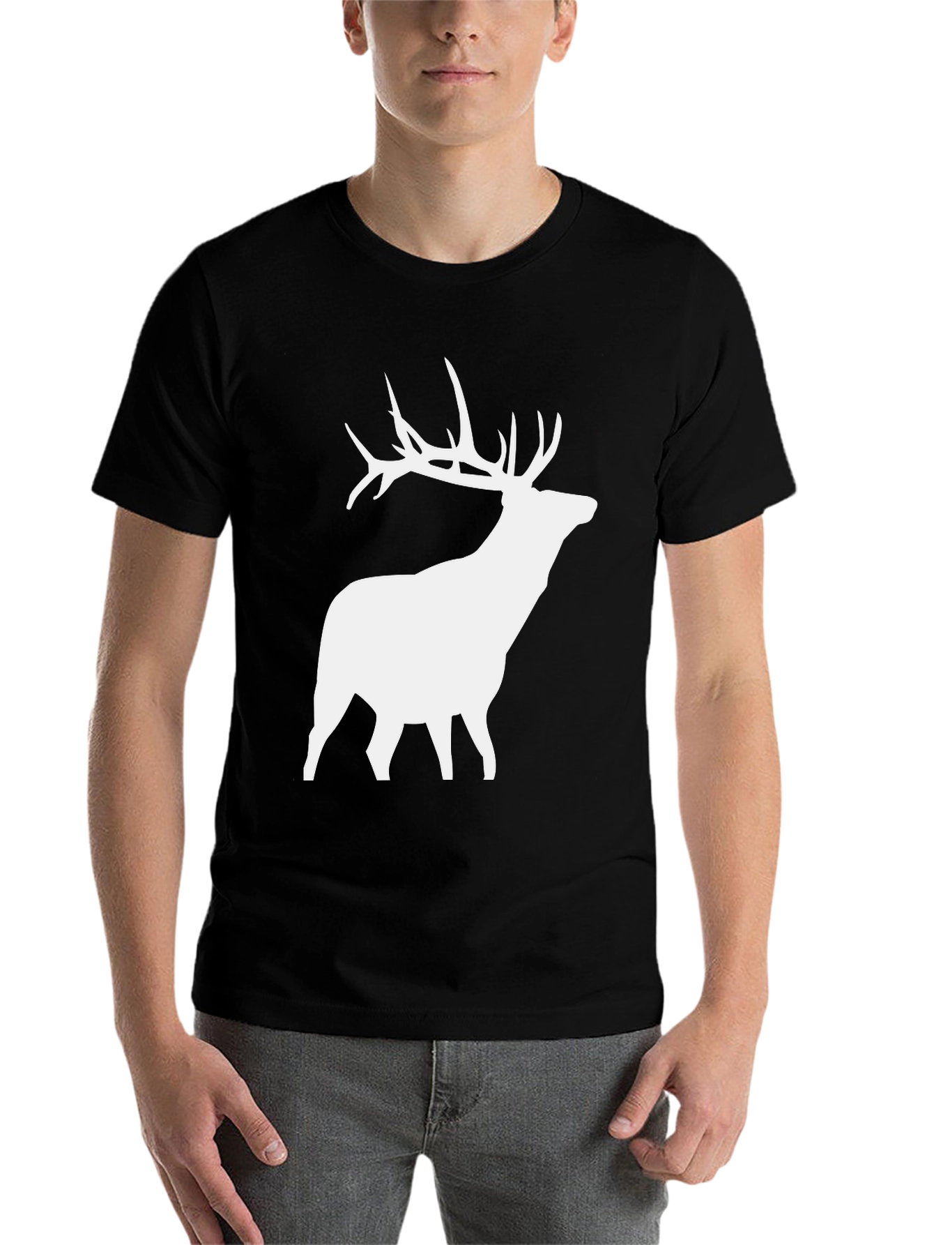 Black Deer Silhouette Graphic Tee - Black view 7