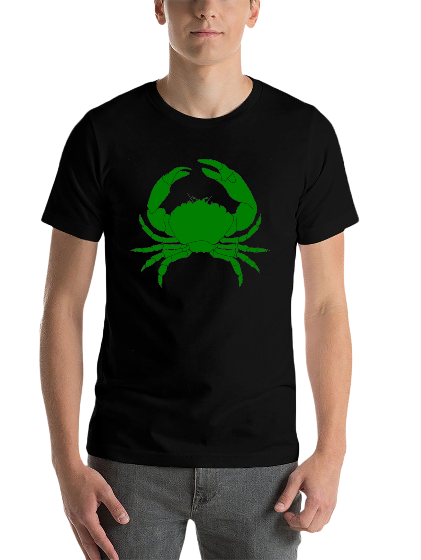 Black Green Crab Graphic T-Shirt - Black view 7