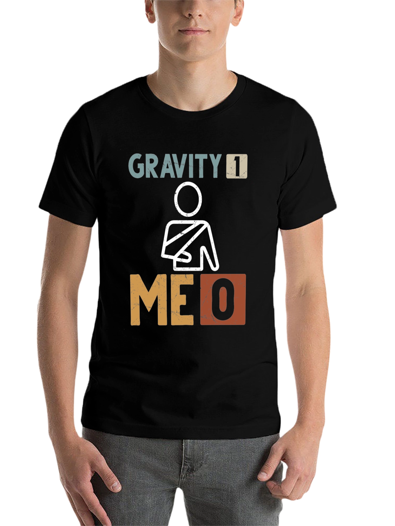 Black Gravity 1 Me 0 Broken Arm Graphic Tee view 7