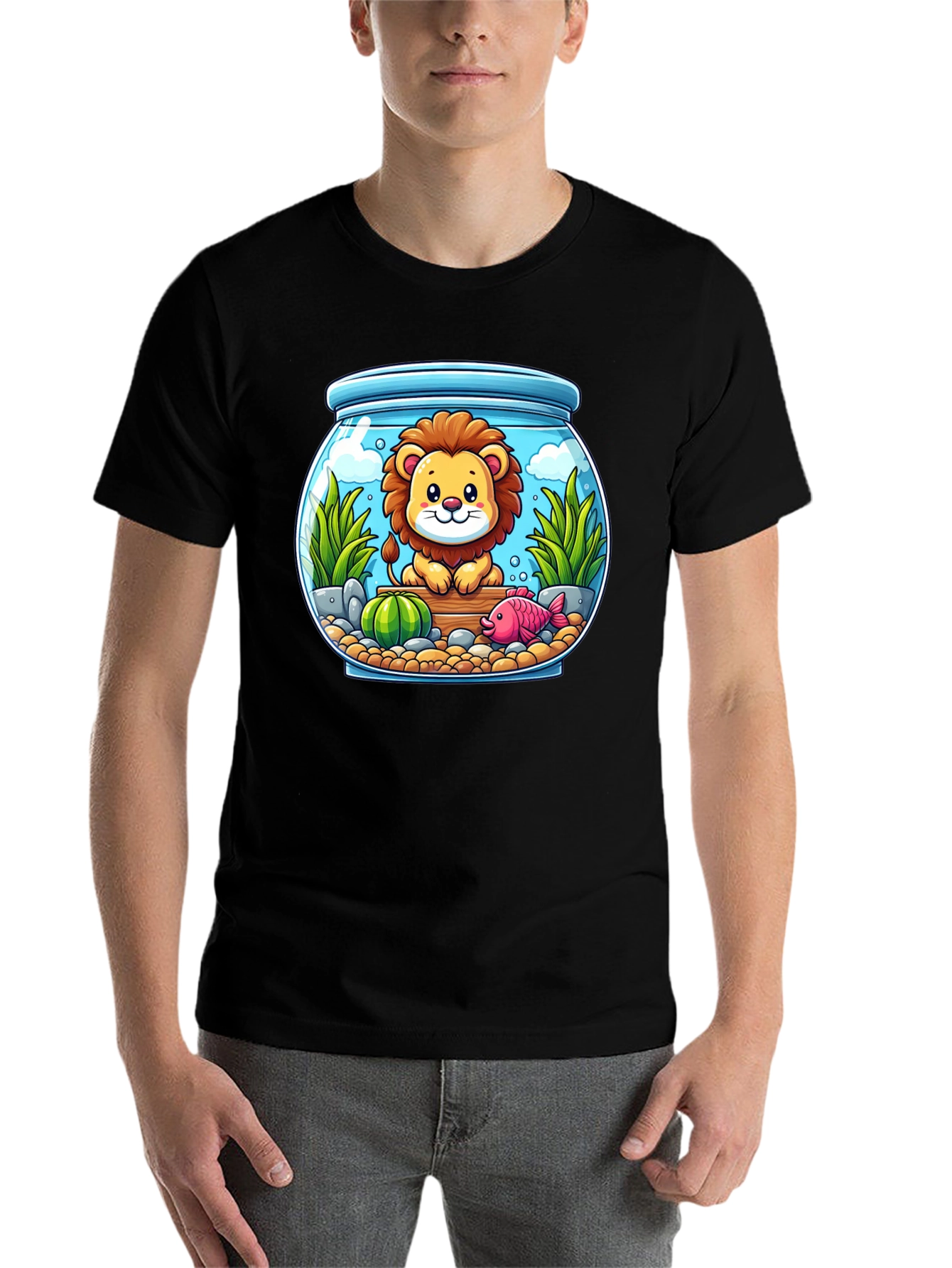 Black Lion in Fishbowl Graphic Tee view 7