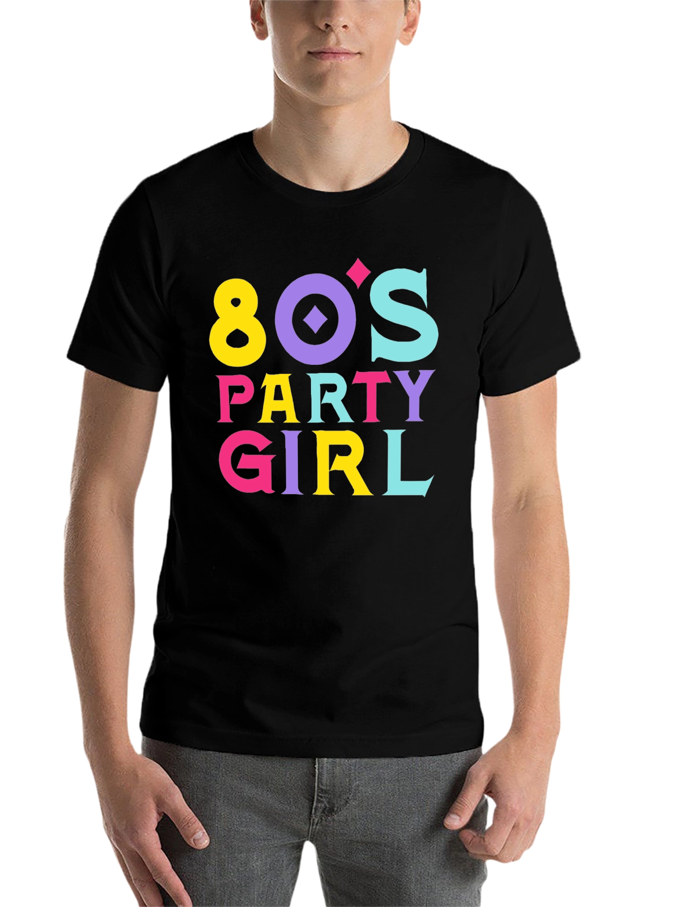 Black 80's Party Girl Graphic Tee view 7
