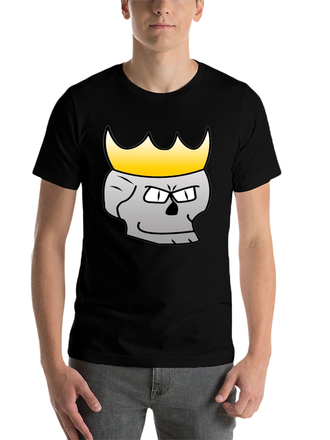 Black King Skull Graphic T-Shirt - Black Cotton Tee view 7