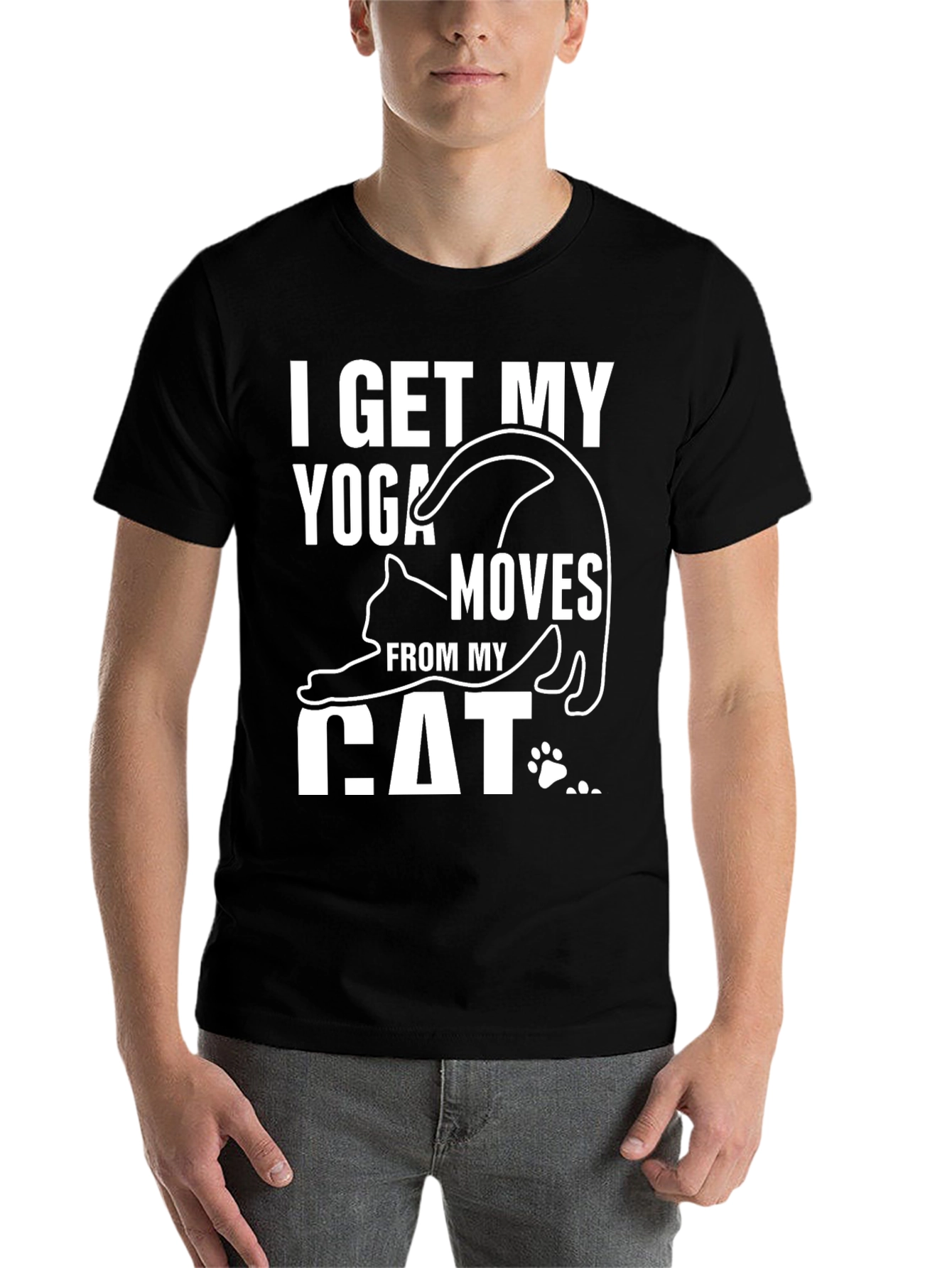 Black Yoga Cat T-Shirt view 7