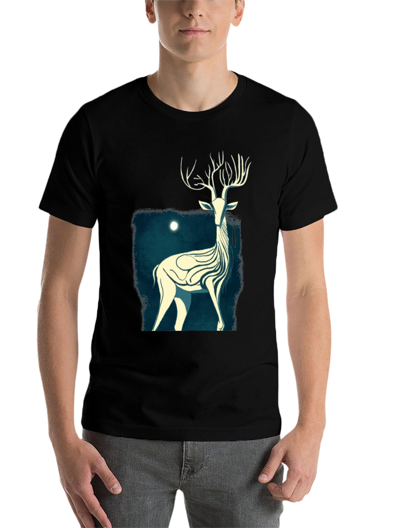 Black Mystic Stag Graphic Tee - Black Cotton T-Shirt view 7