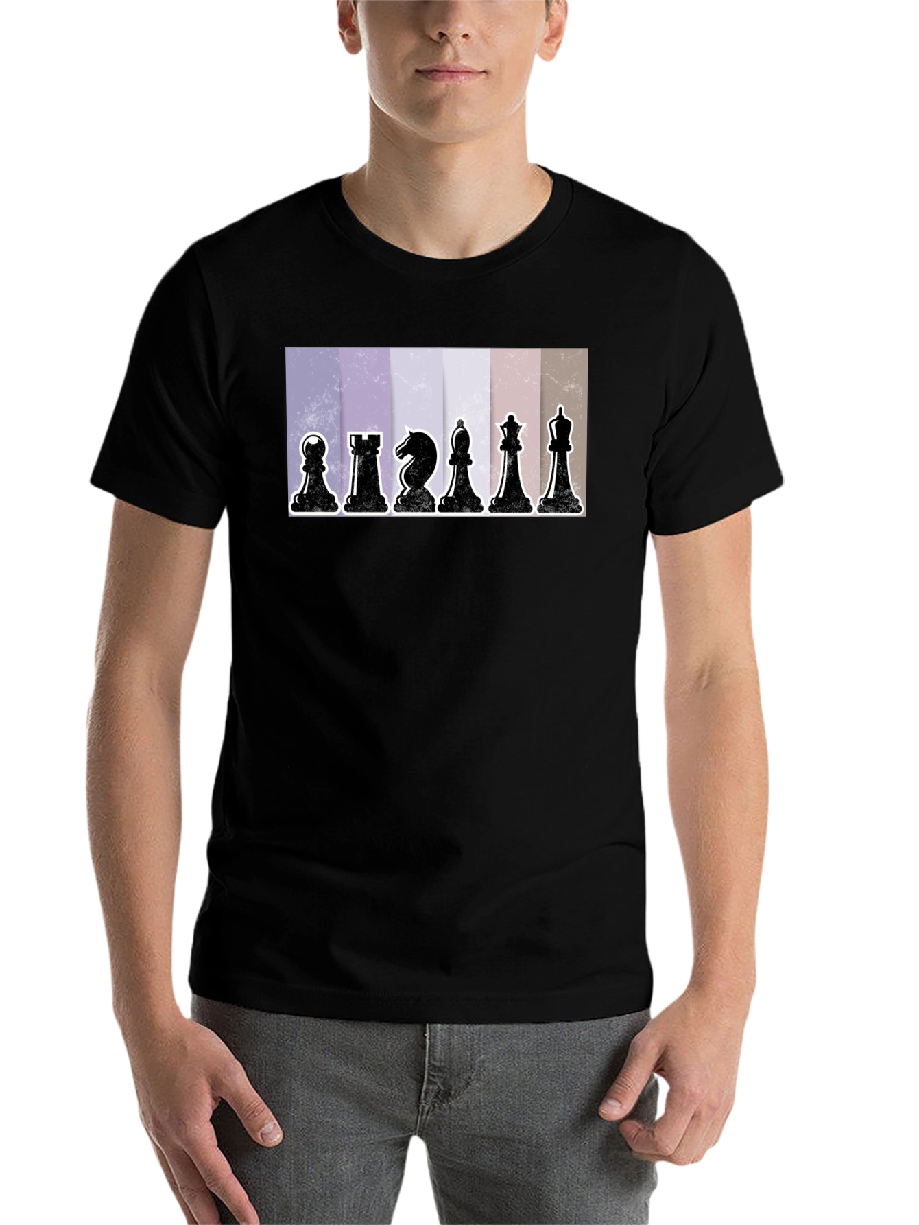 Black Chess Pieces Graphic Tee - Stylish Black Cotton T-Shirt view 7