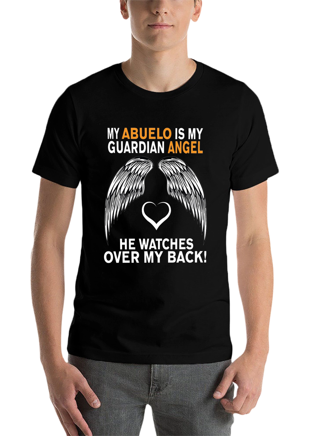 Black My Abuelo is My Guardian Angel T-Shirt view 7