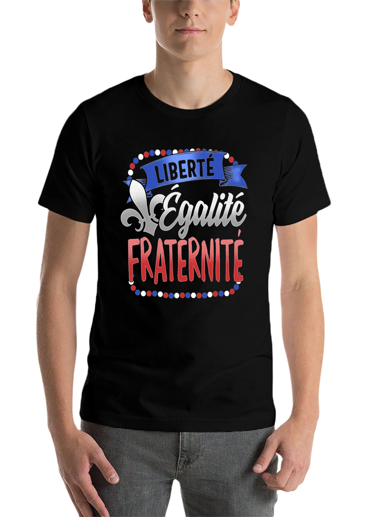 Black French Liberty Equality Fraternity T-Shirt view 7