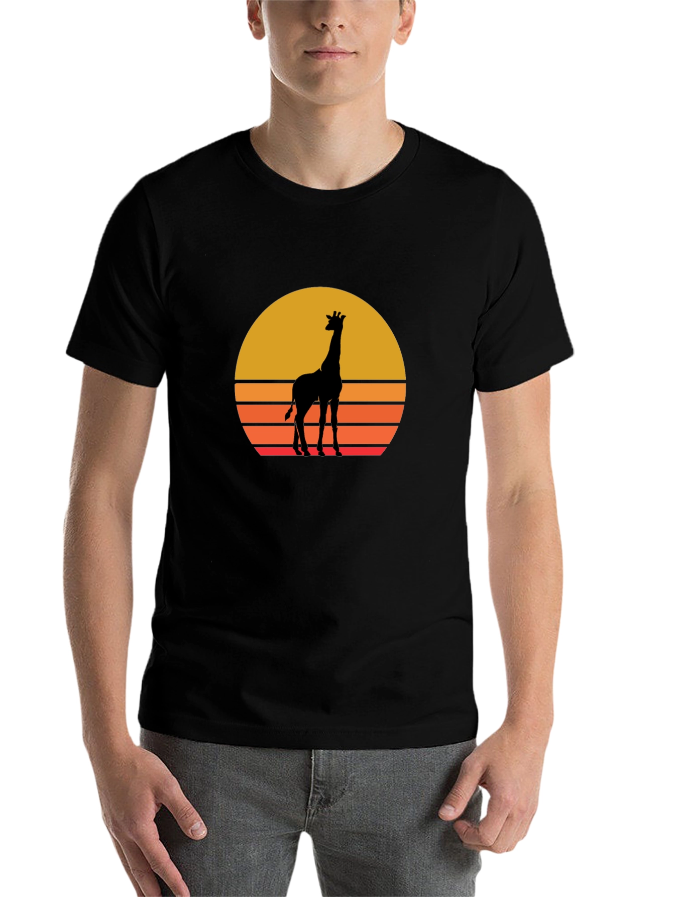 Black Giraffe Sunset T-Shirt - Unique Graphic Tee view 7