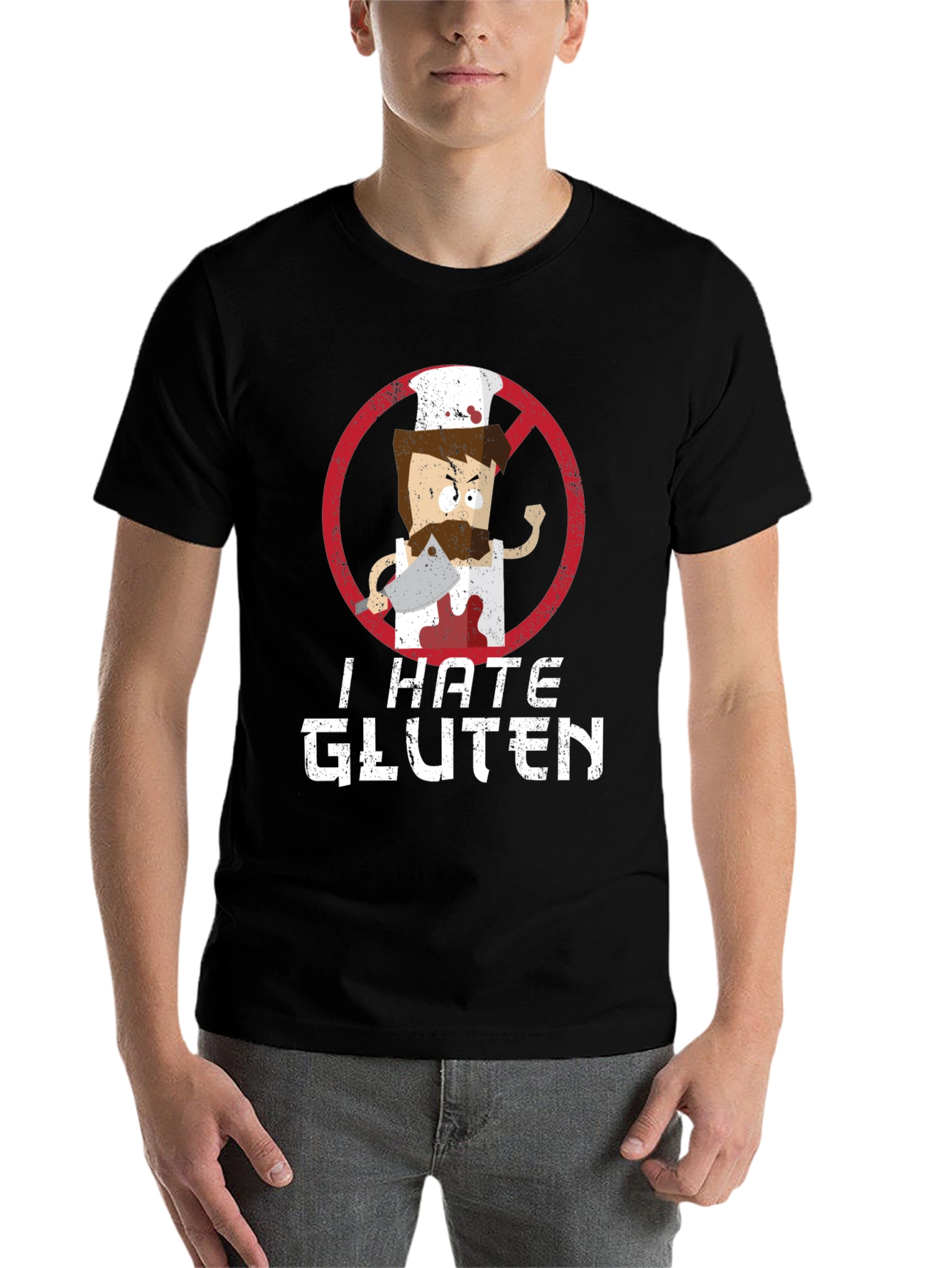 Black I Hate Gluten T-Shirt - Chef Graphic Tee view 7