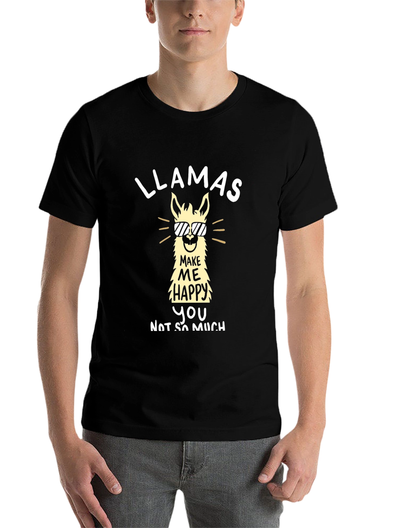 Black Llama Graphic T-Shirt: Make Me Happy Tee view 7
