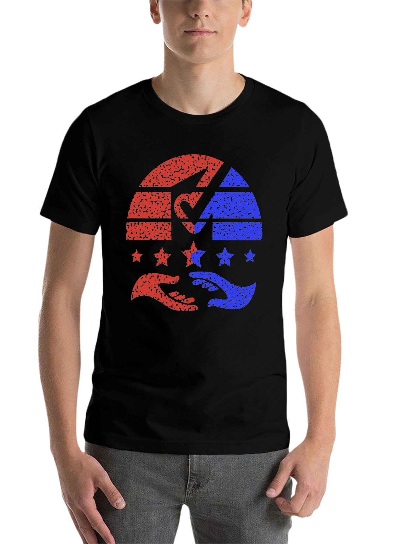 Black Patriotic Hands Helping Stars T-Shirt view 7