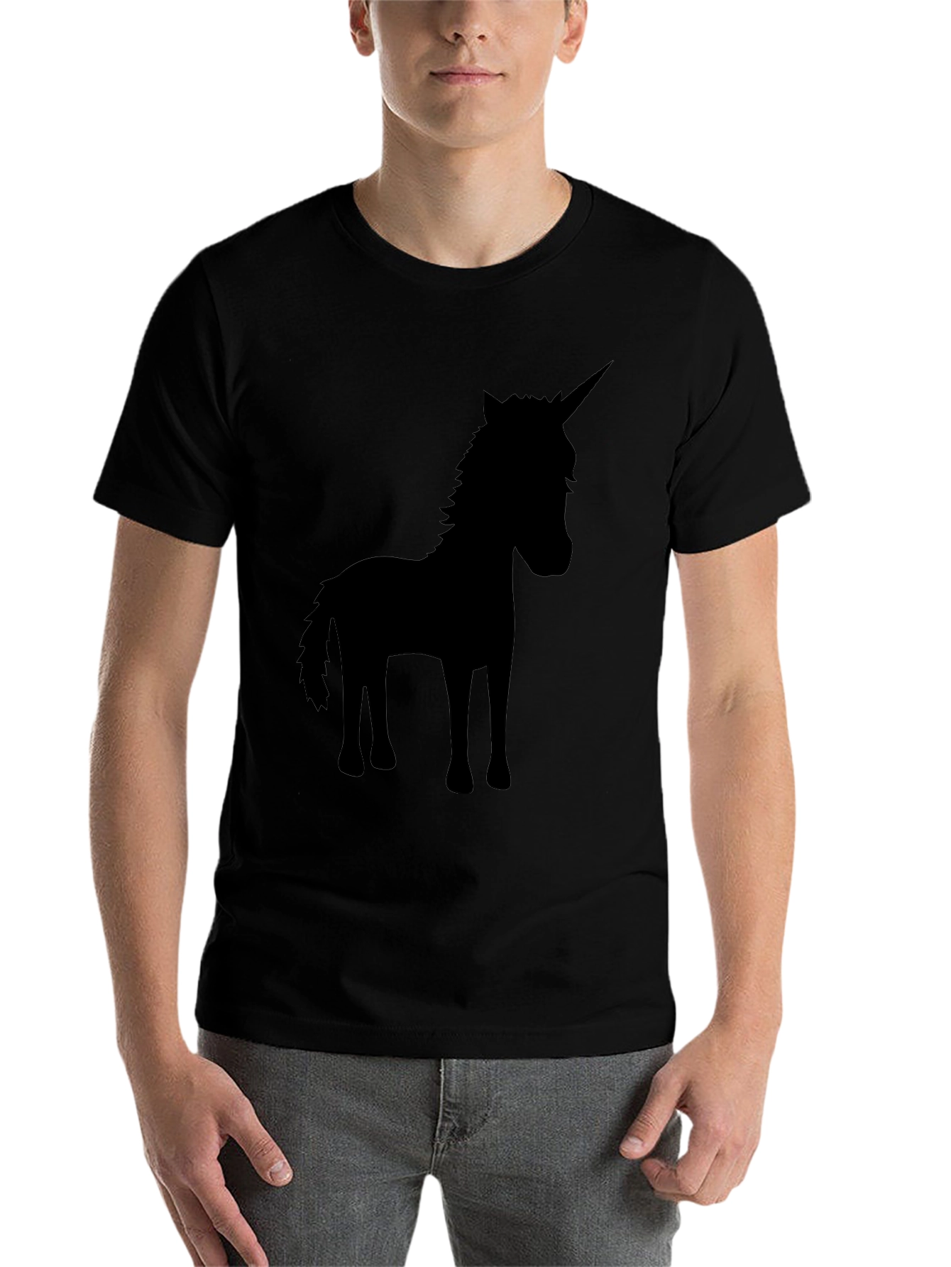 Black Unicorn Silhouette Black T-Shirt view 7