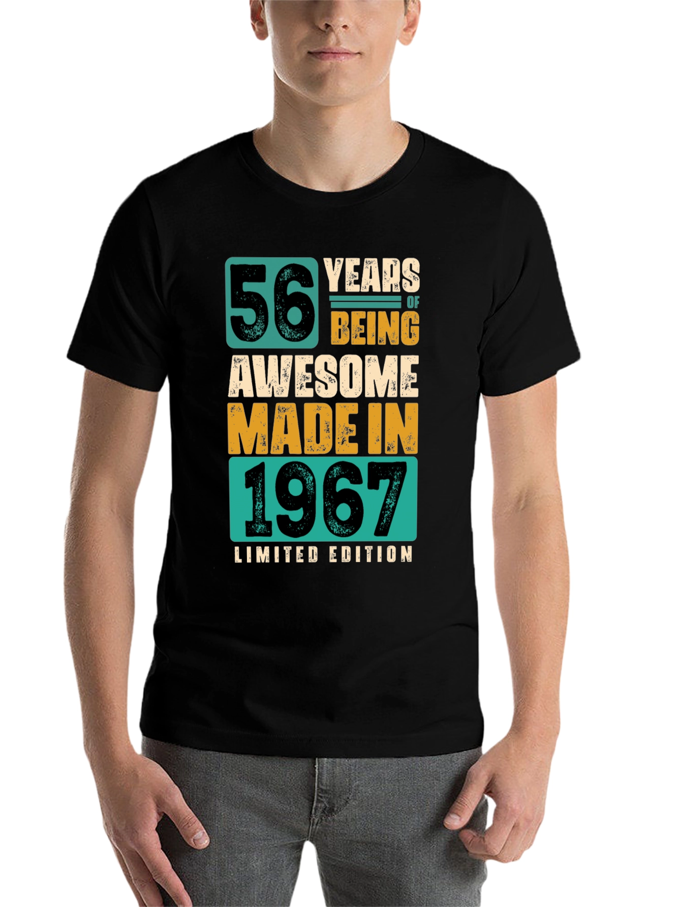 Black 56 Years Awesome 1967 Limited Edition Graphic T-Shirt view 7