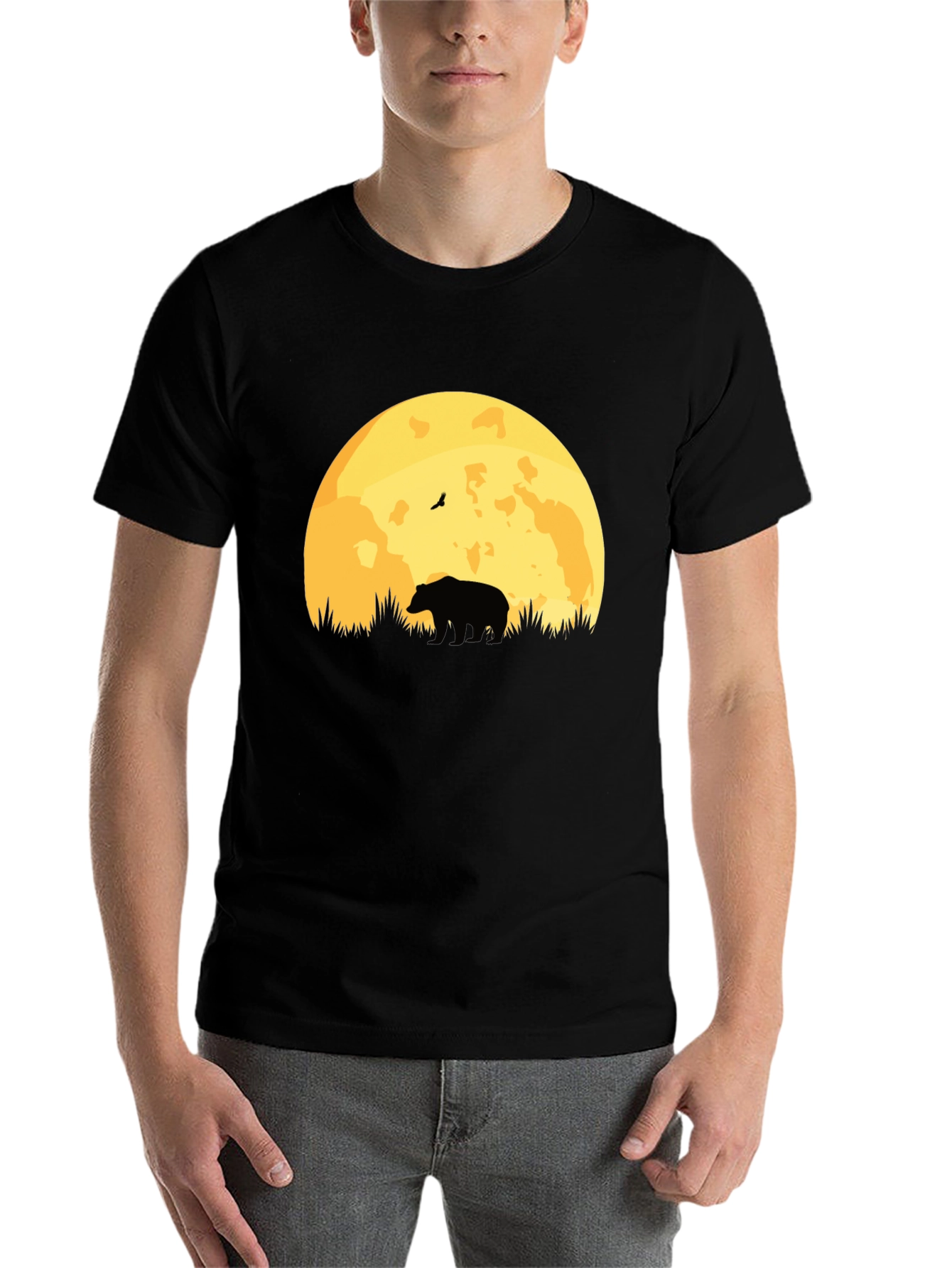 Black Bear Moon Silhouette T-Shirt - Nature Lover's Tee view 7