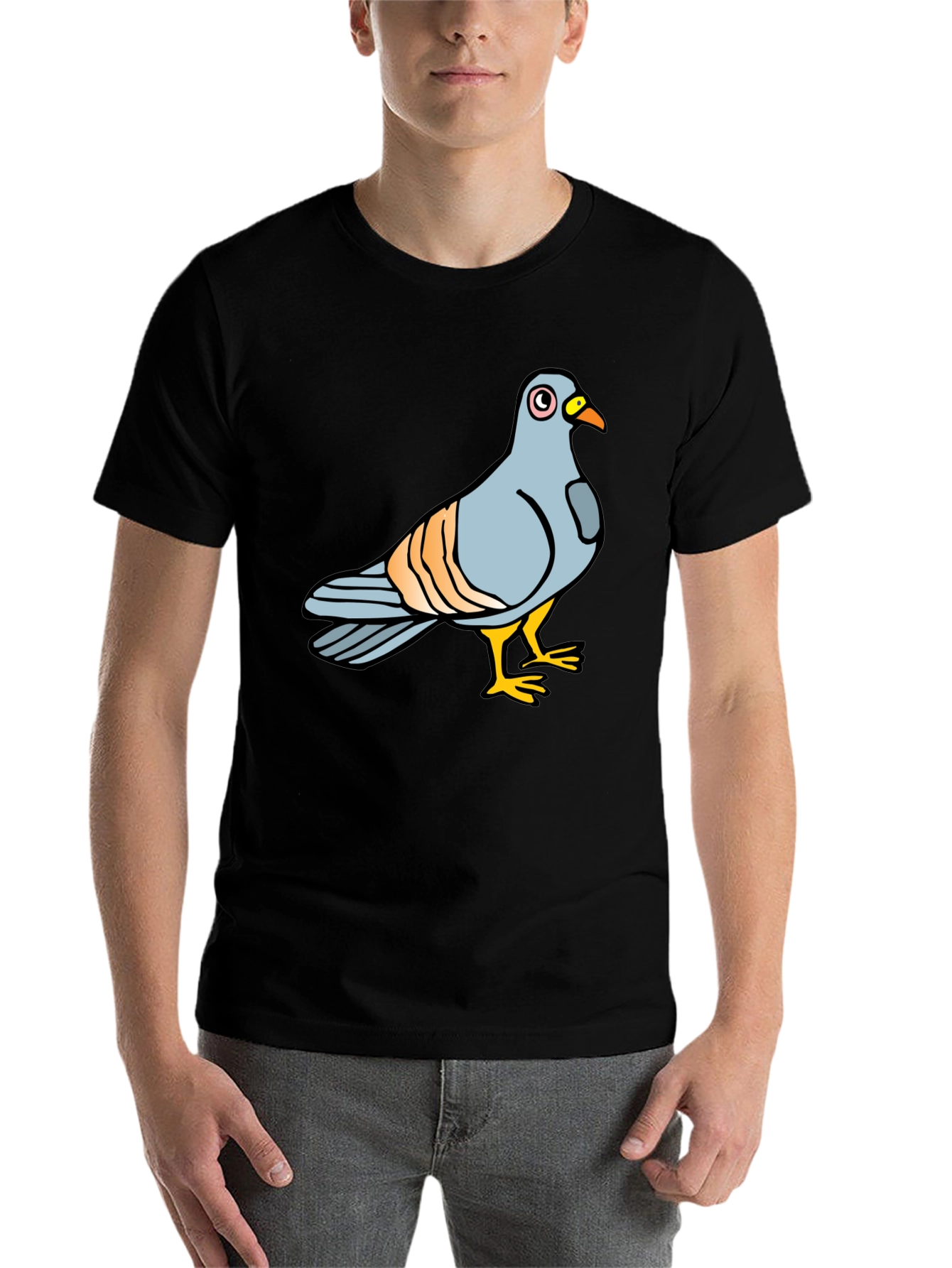 Black Pigeon Graphic Tee - Soft Cotton Black T-Shirt view 7