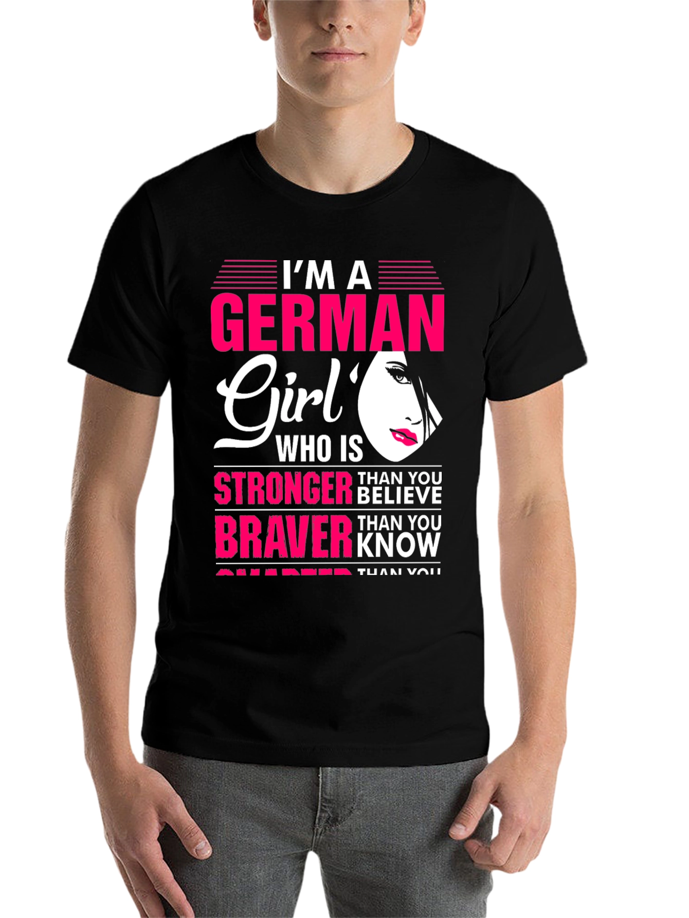 Black German Girl Graphic T-Shirt - Strong, Brave & Smart view 7