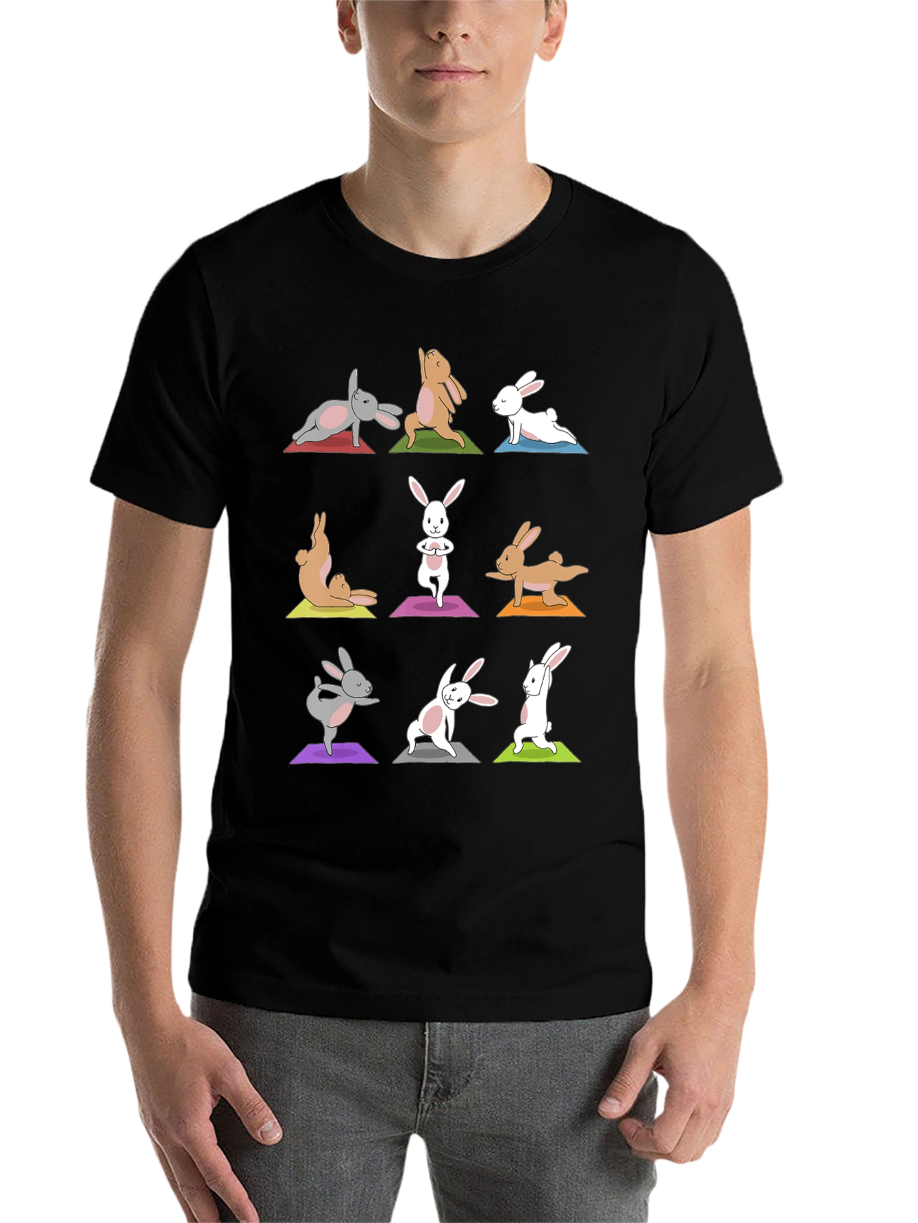 Black Yoga Bunny T-Shirt - Relax in Style view 7