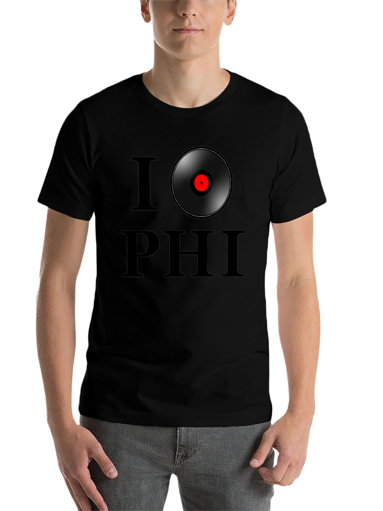 Black I Record Phi T-Shirt - Classic Black Tee view 7