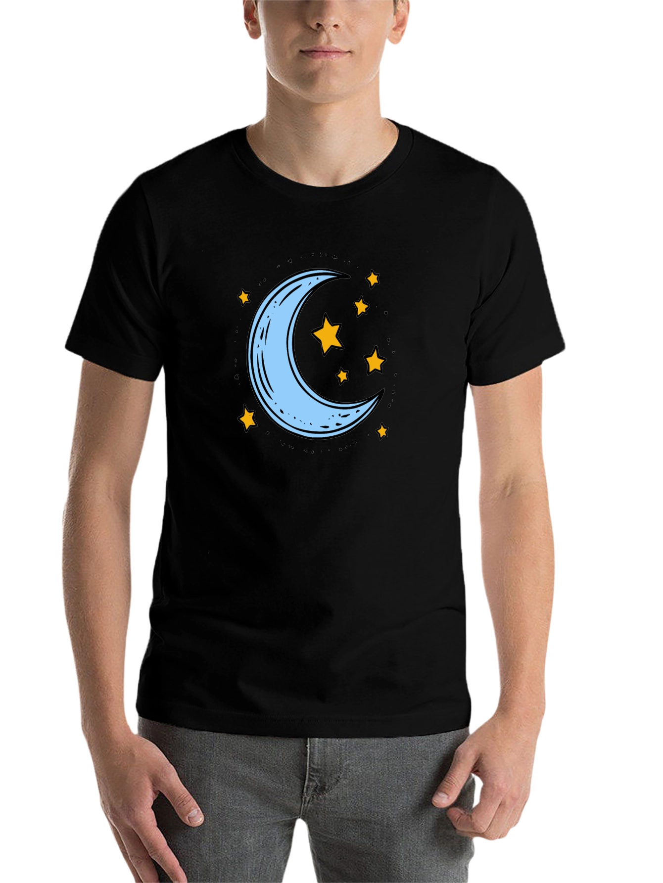 Black Moon and Stars Graphic Tee - Black view 7