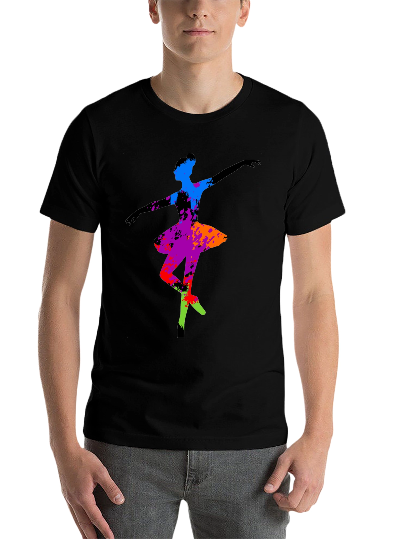 Black Abstract Ballerina Graphic Tee - Black view 7