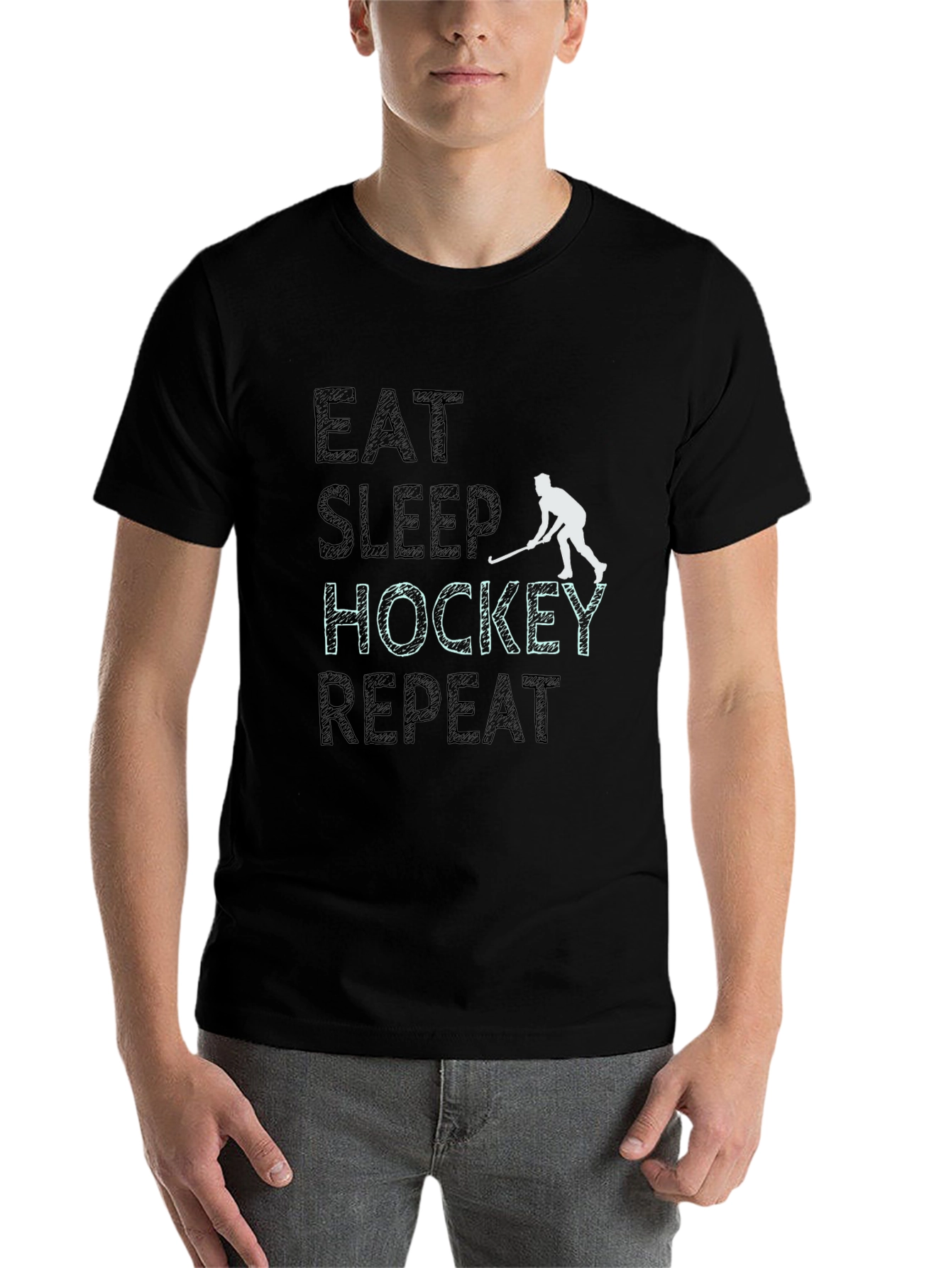 Eat Sleep Hockey Repeat Graphic Tee - 7