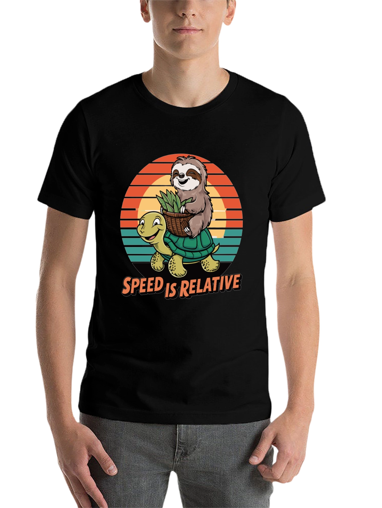 Black Speed is Relative Sloth & Turtle Graphic Tee view 7