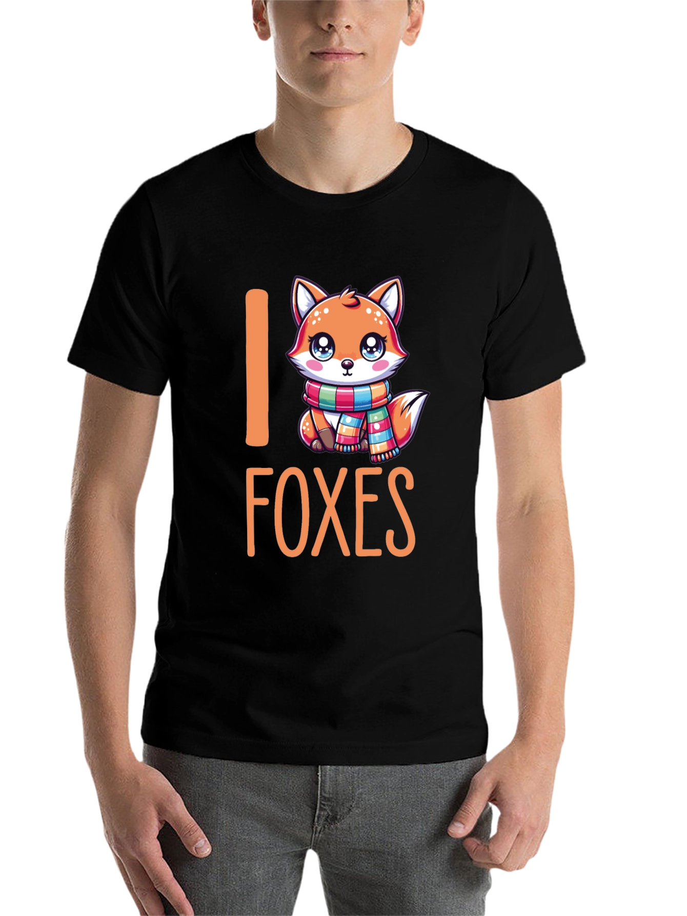 Black I Love Foxes Graphic T-Shirt view 7