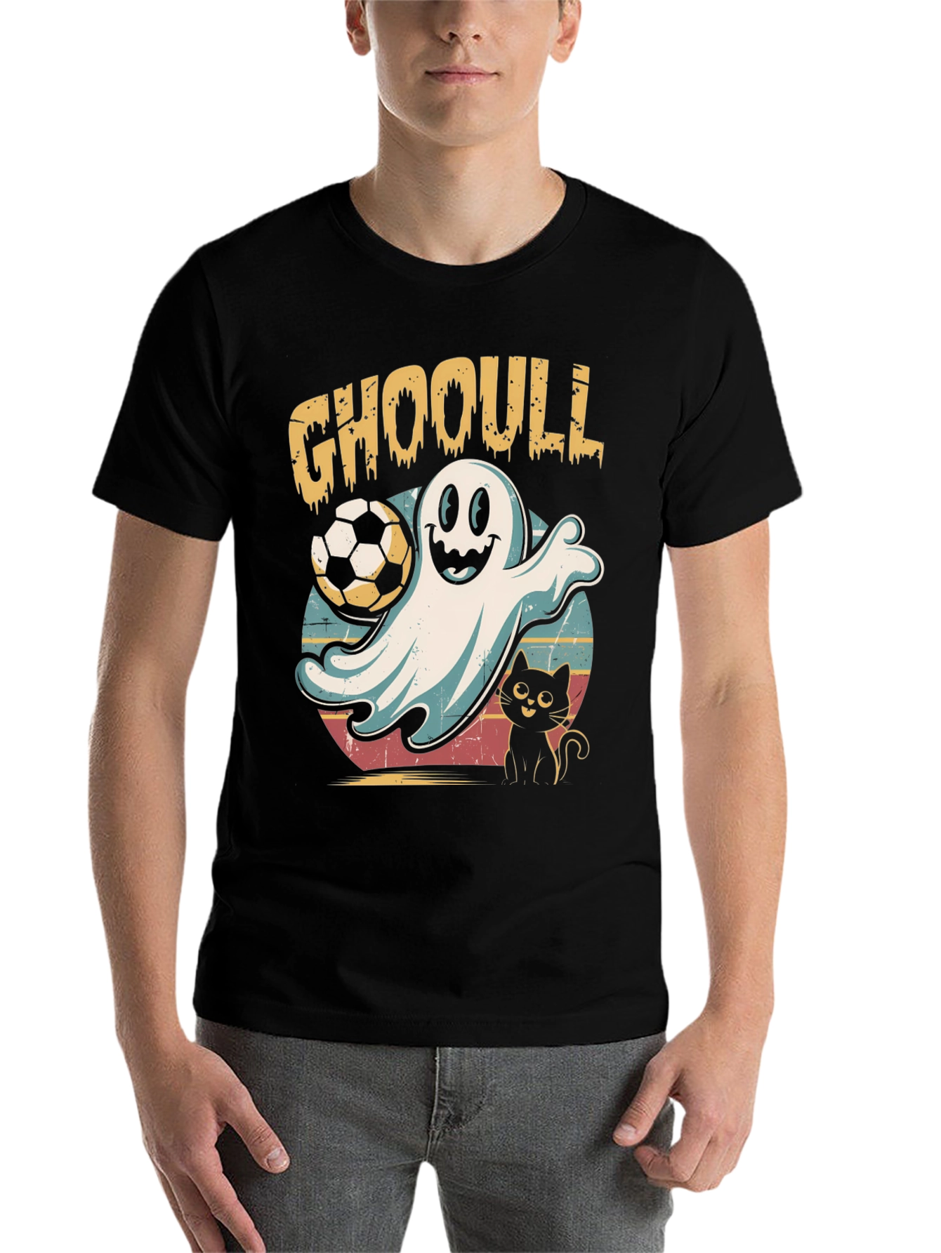 Black GHOOULL Soccer Ghost T-Shirt view 7