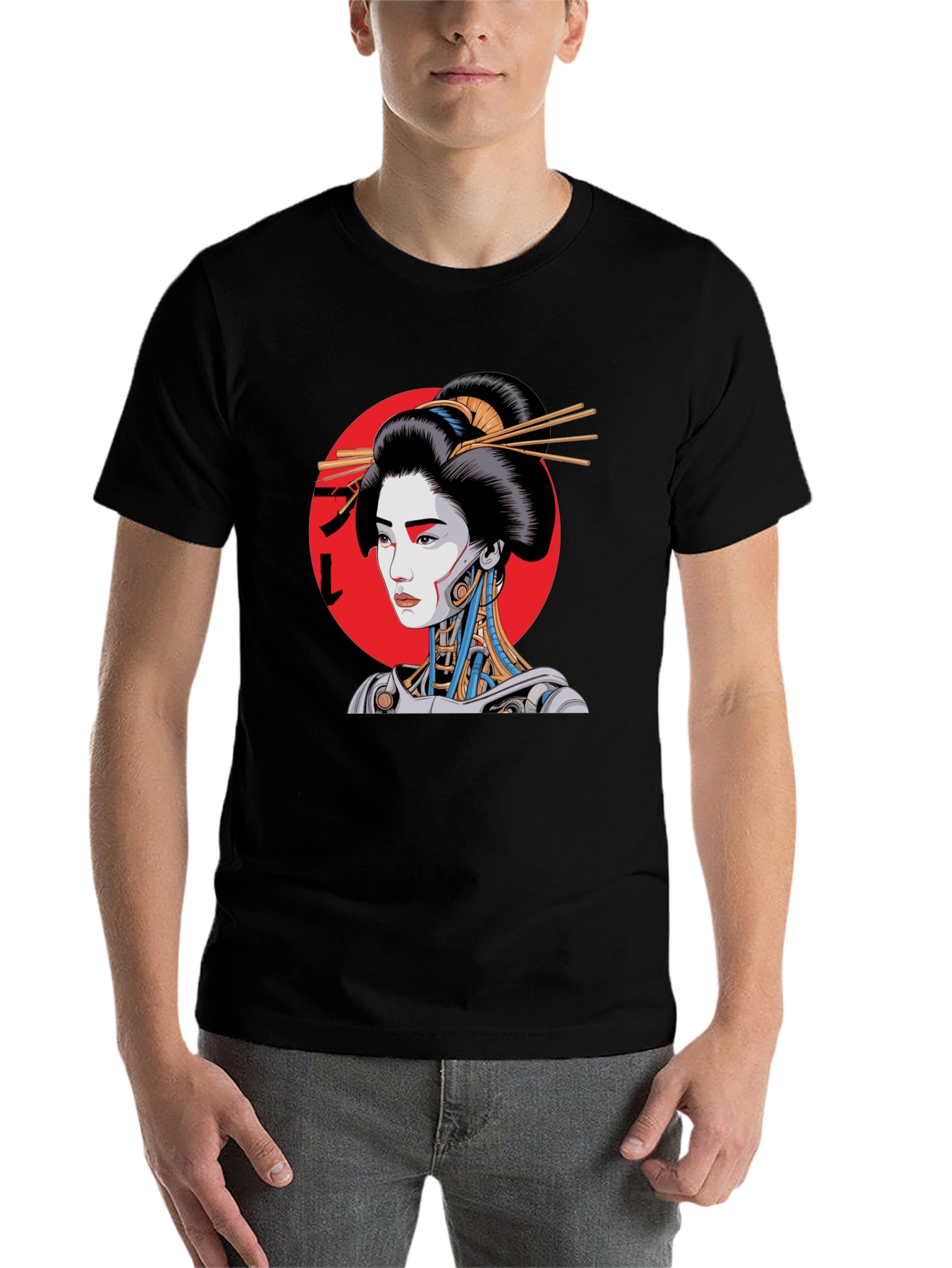 Black Cyberpunk Geisha Graphic Tee - Black view 7