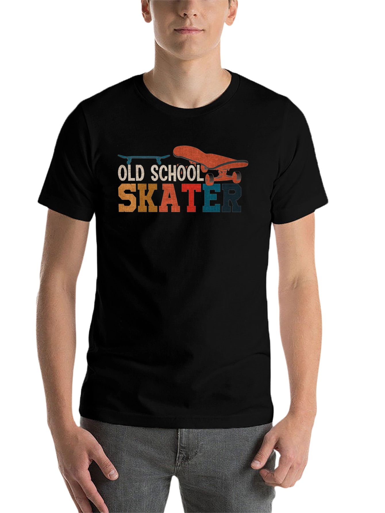 Black Old School Skater Graphic T-Shirt - Retro Style view 7