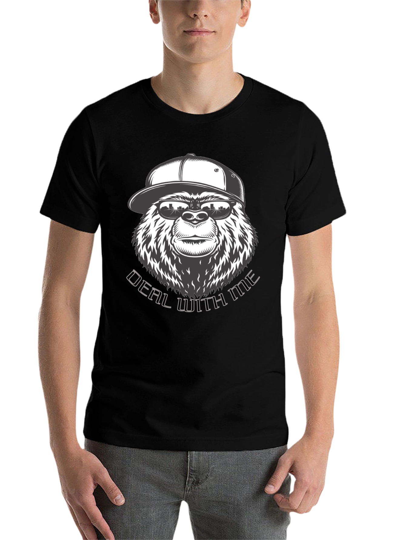 Black Cool Gorilla Deal With Me Black Graphic T-Shirt view 7