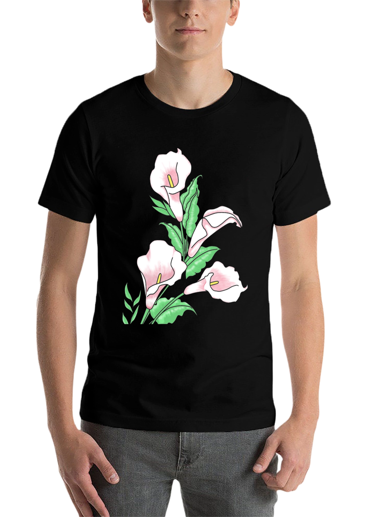 Black Black Floral Calla Lily T-Shirt view 7