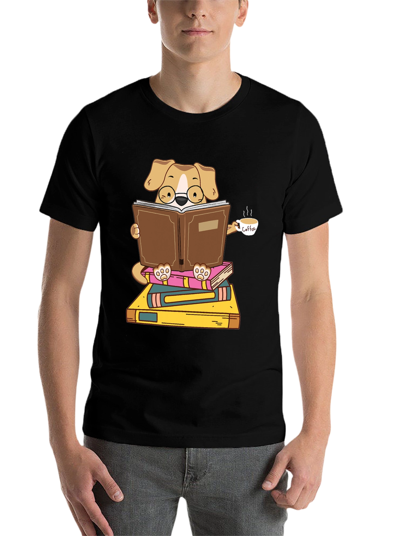 Black Bookworm Dog Graphic T-Shirt view 7