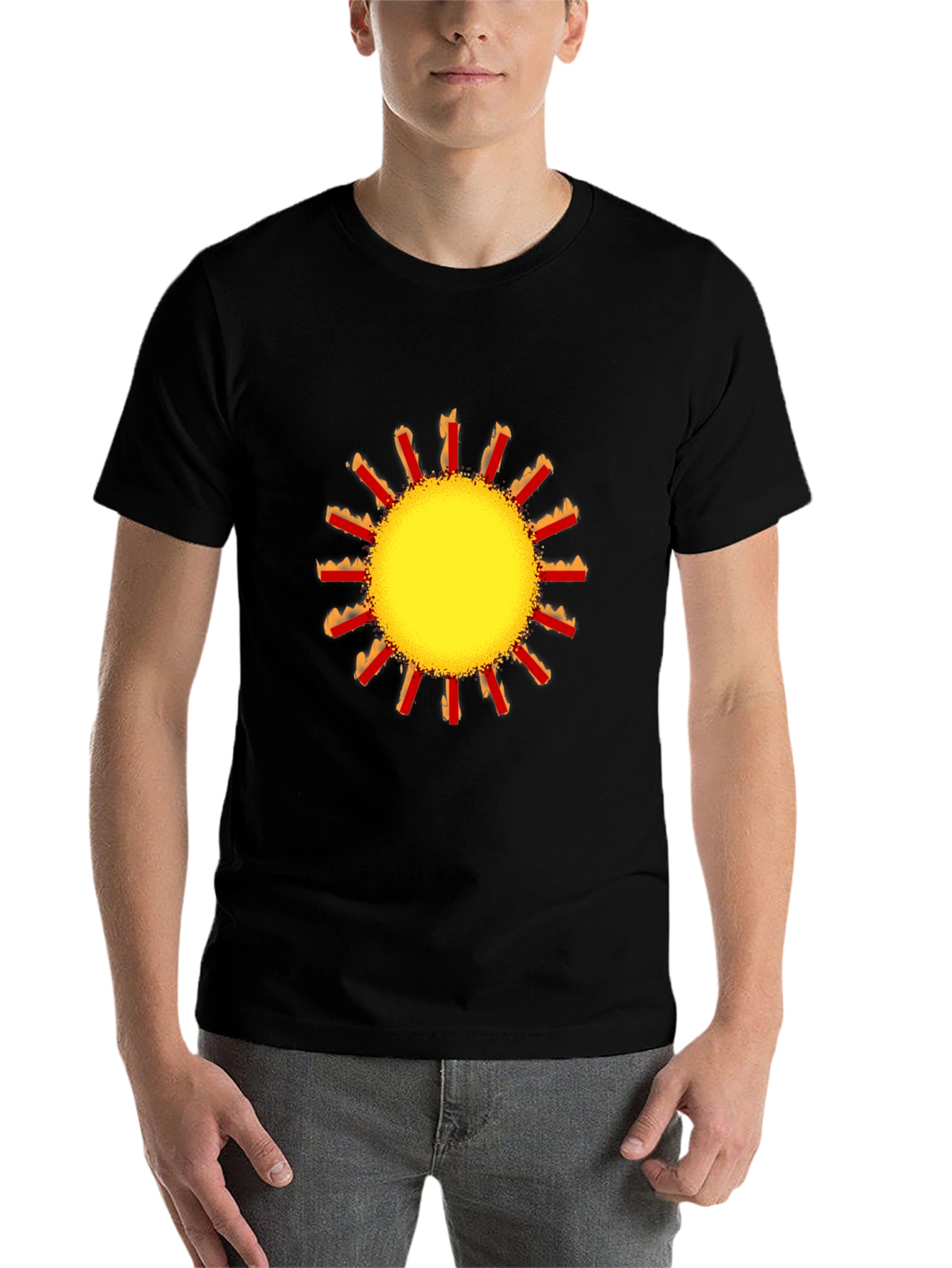 Black Vibrant Sun Graphic Black T-Shirt view 7