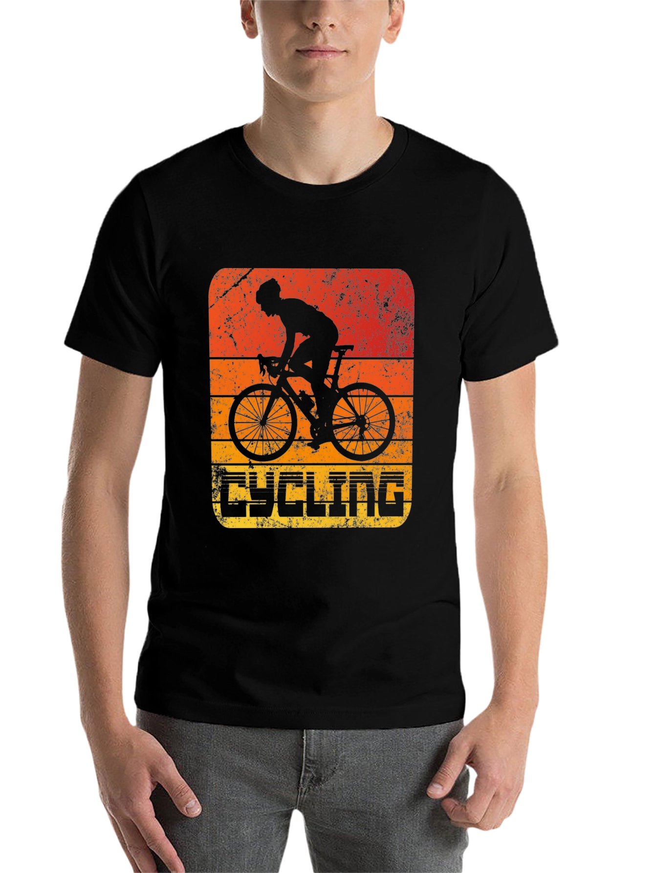 Black Retro Cycling T-Shirt - Stylish Cyclist Graphic Tee view 7