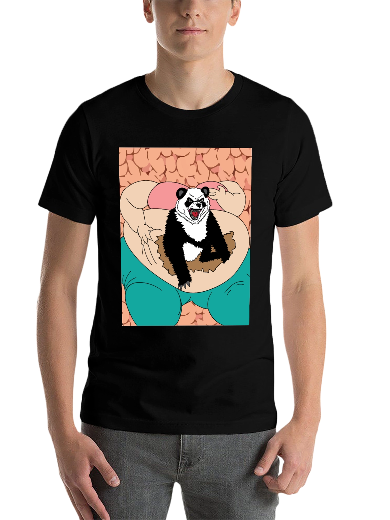 Black Funny Panda T-Shirt view 7