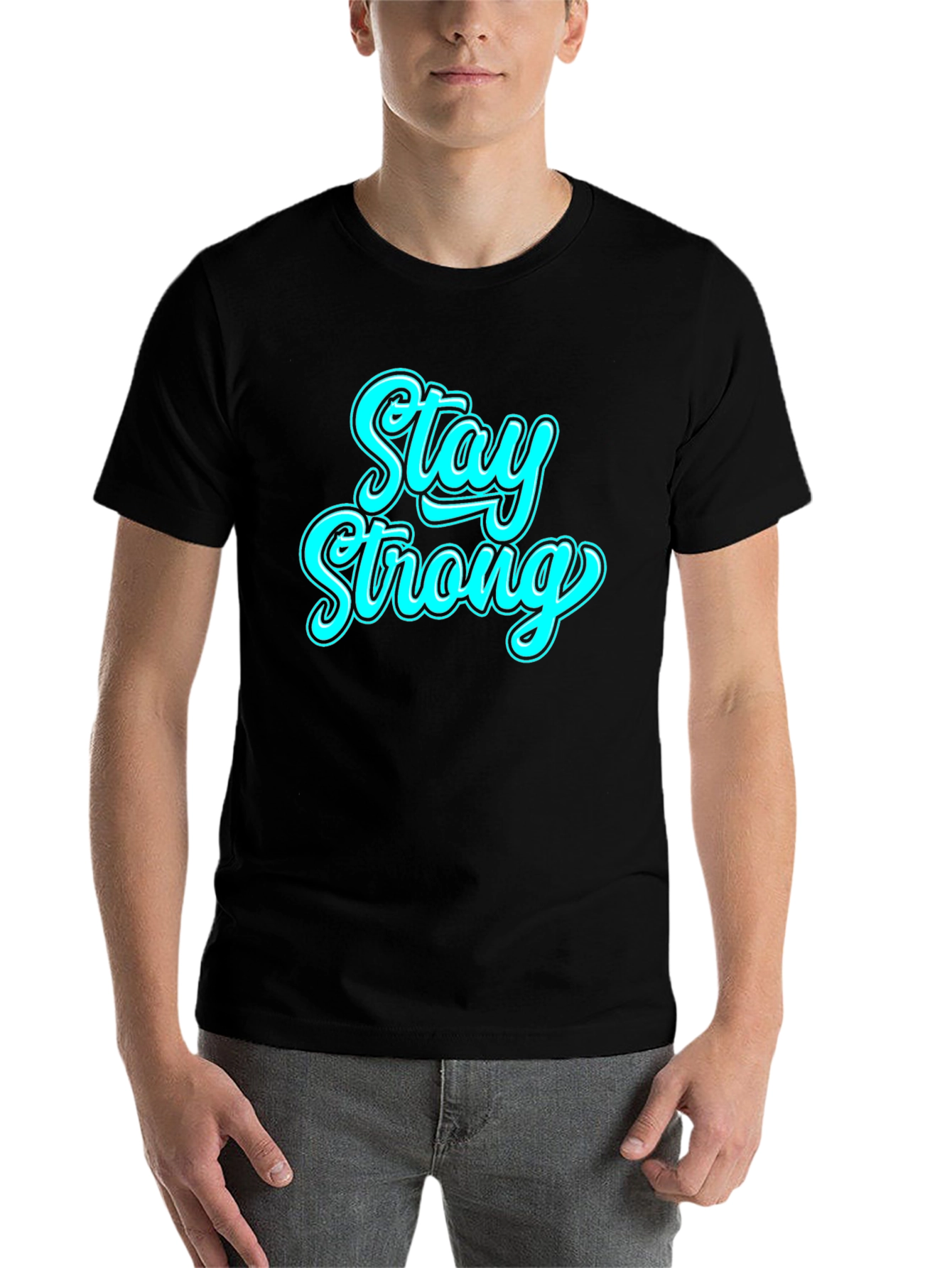 Black Stay Strong Black Graphic T-Shirt view 7