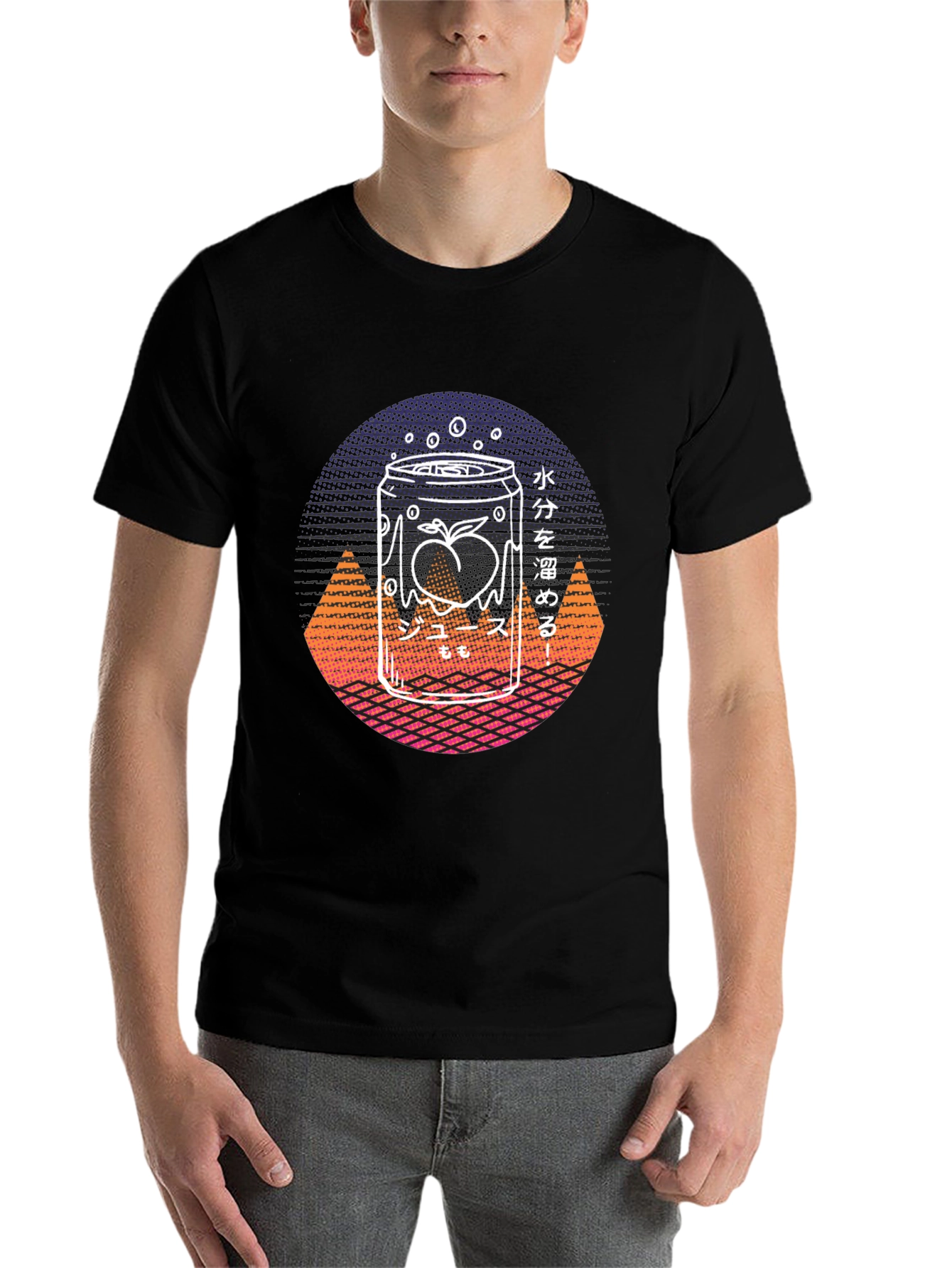 Black Retro Peach Juice T-Shirt view 7