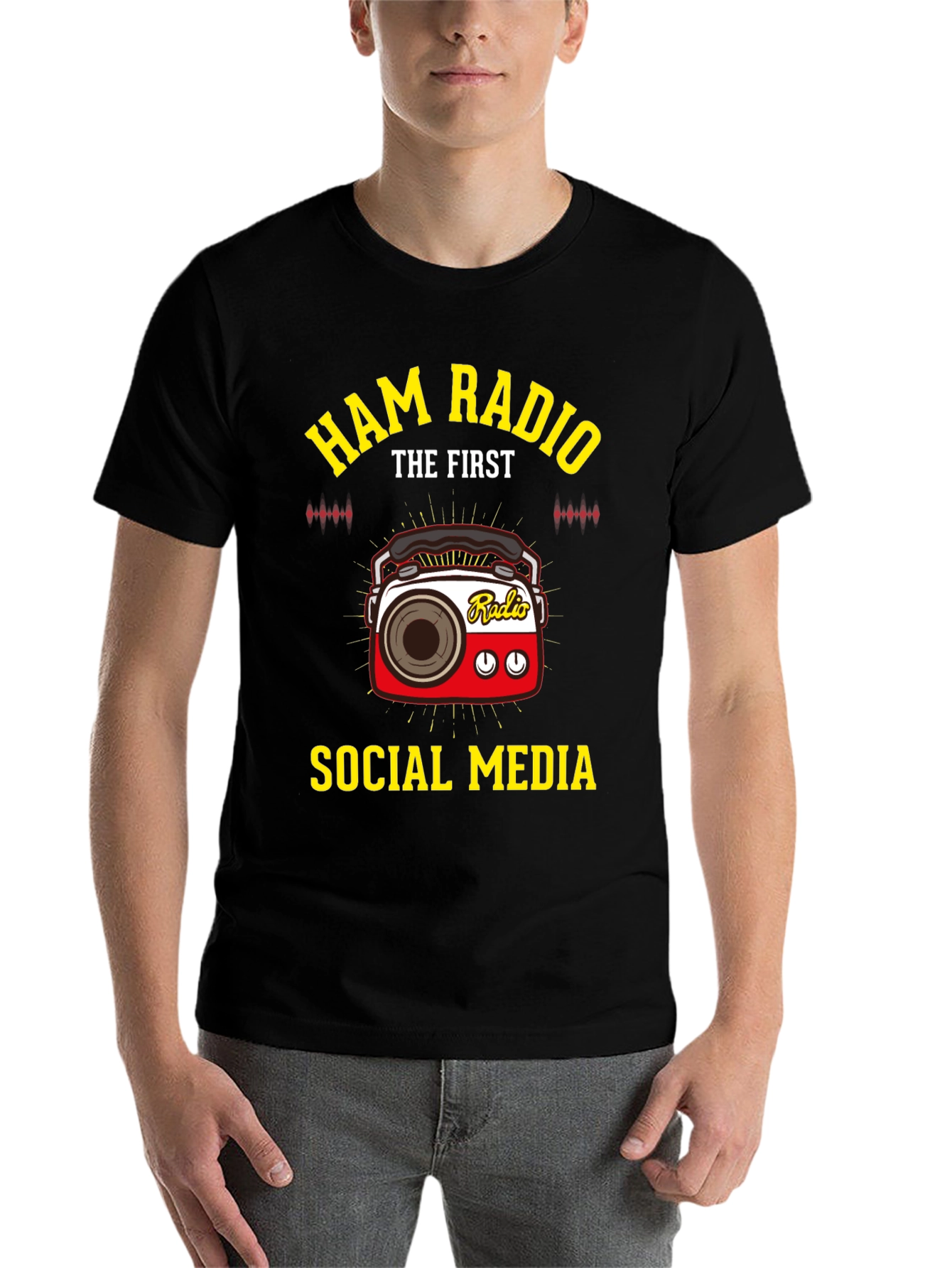 Black Ham Radio The First Social Media T-Shirt view 7
