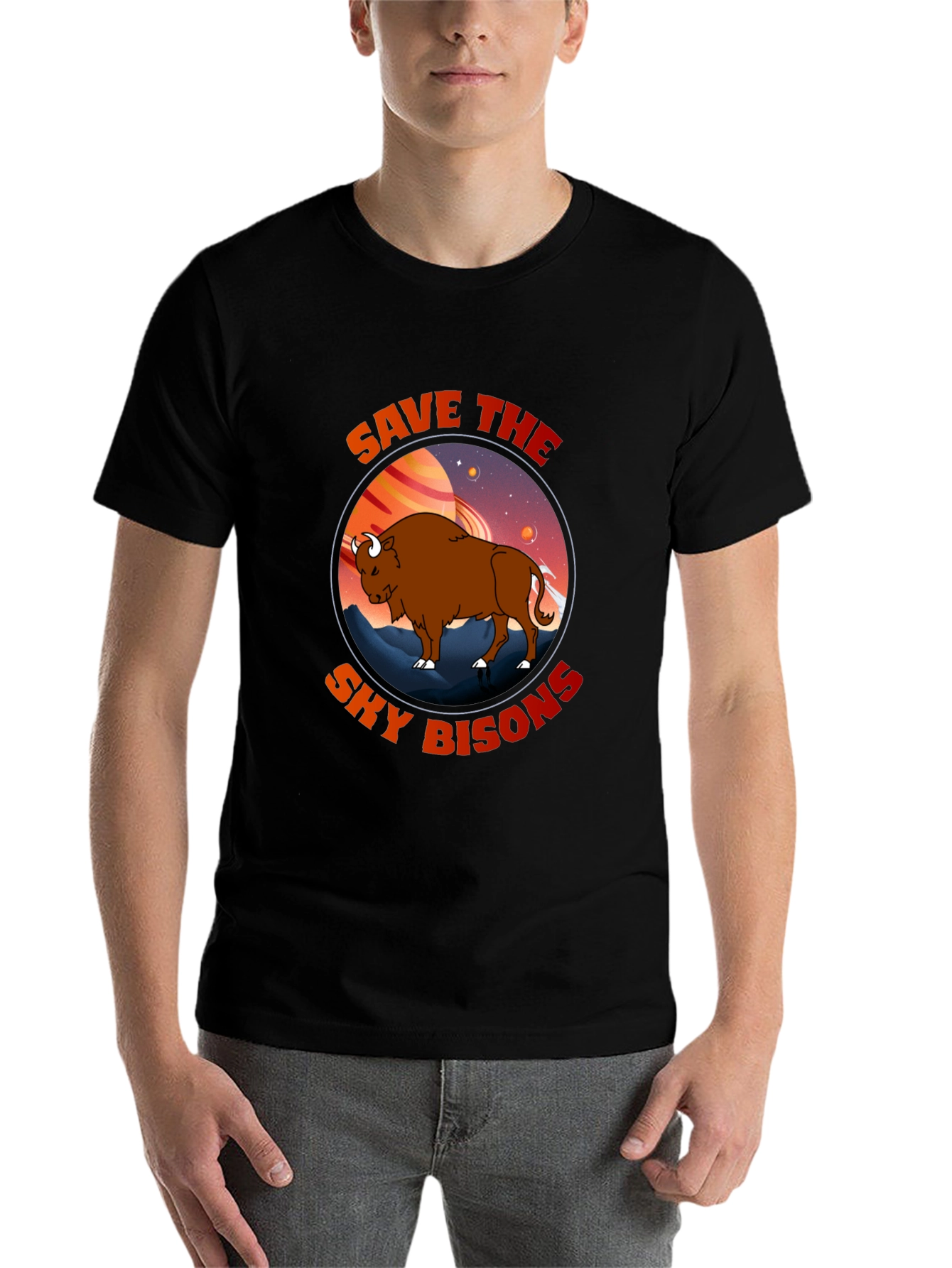 Black Save The Sky Bisons Graphic T-Shirt view 7