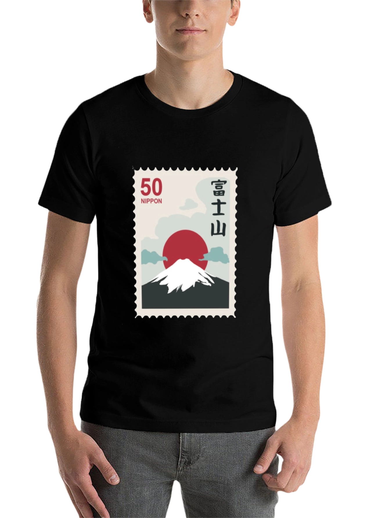 Black Japanese Mount Fuji Stamp T-Shirt view 7