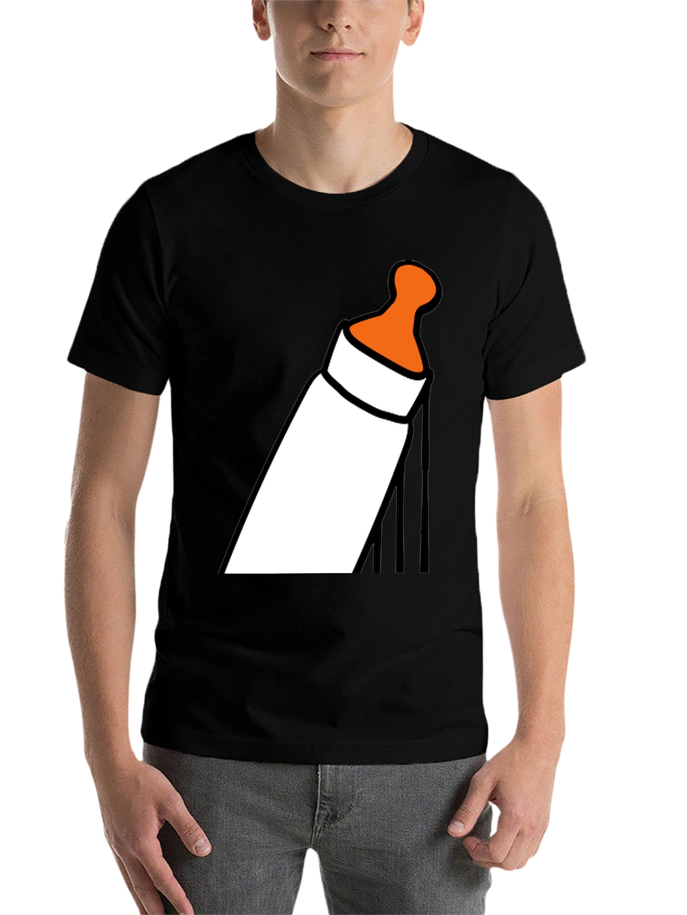 Black Baby Bottle Graphic T-Shirt - Funny Novelty Tee view 7