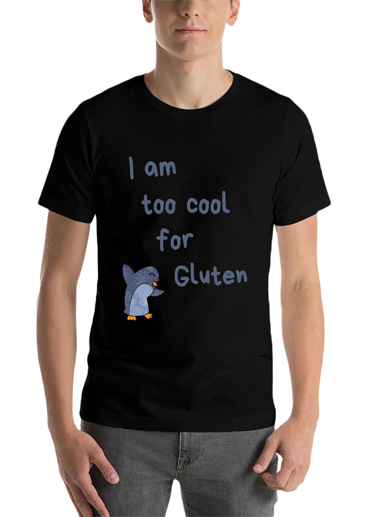 Black Cool Penguin Gluten-Free T-Shirt view 7
